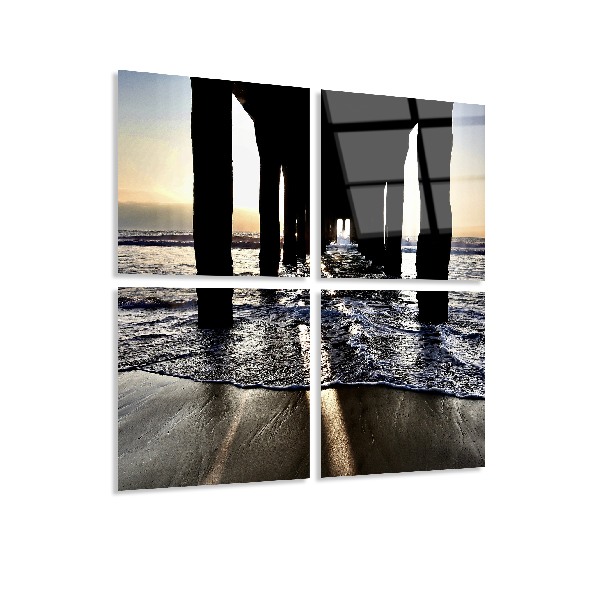 Mega Size Under the Pier Sunset Quatro | Premium HD Metal Wall Art