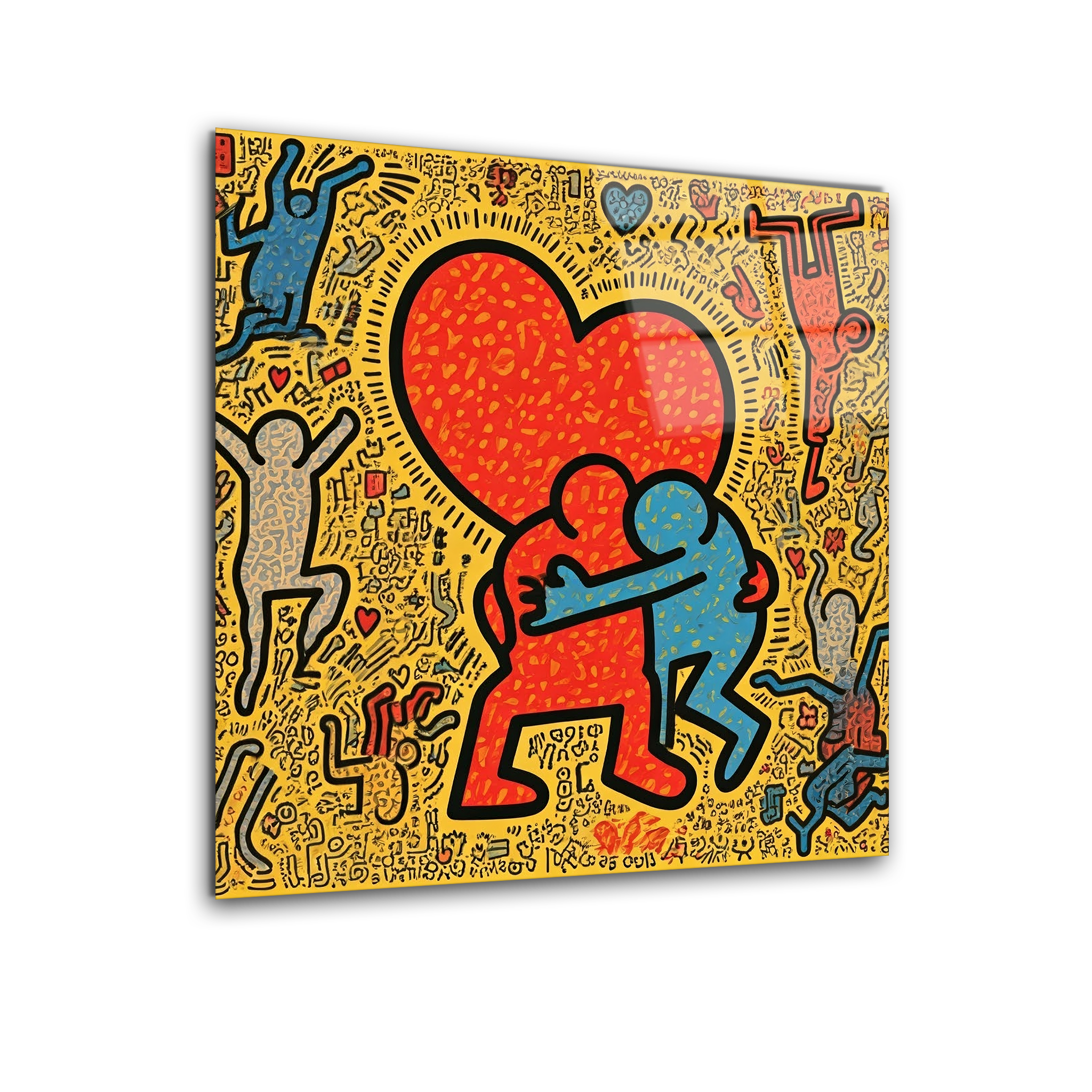 Love Image in the Keith Haring Art Style | Premium HD Metal Wall Art