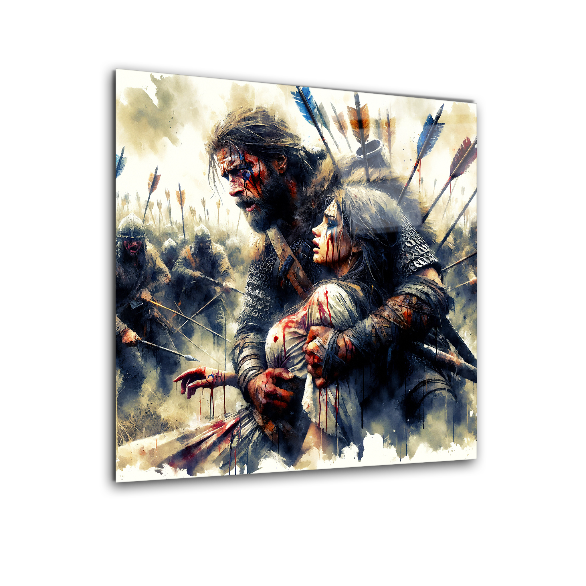 Viking Warrior Watercolor Art | Premium HD Metal Wall Art