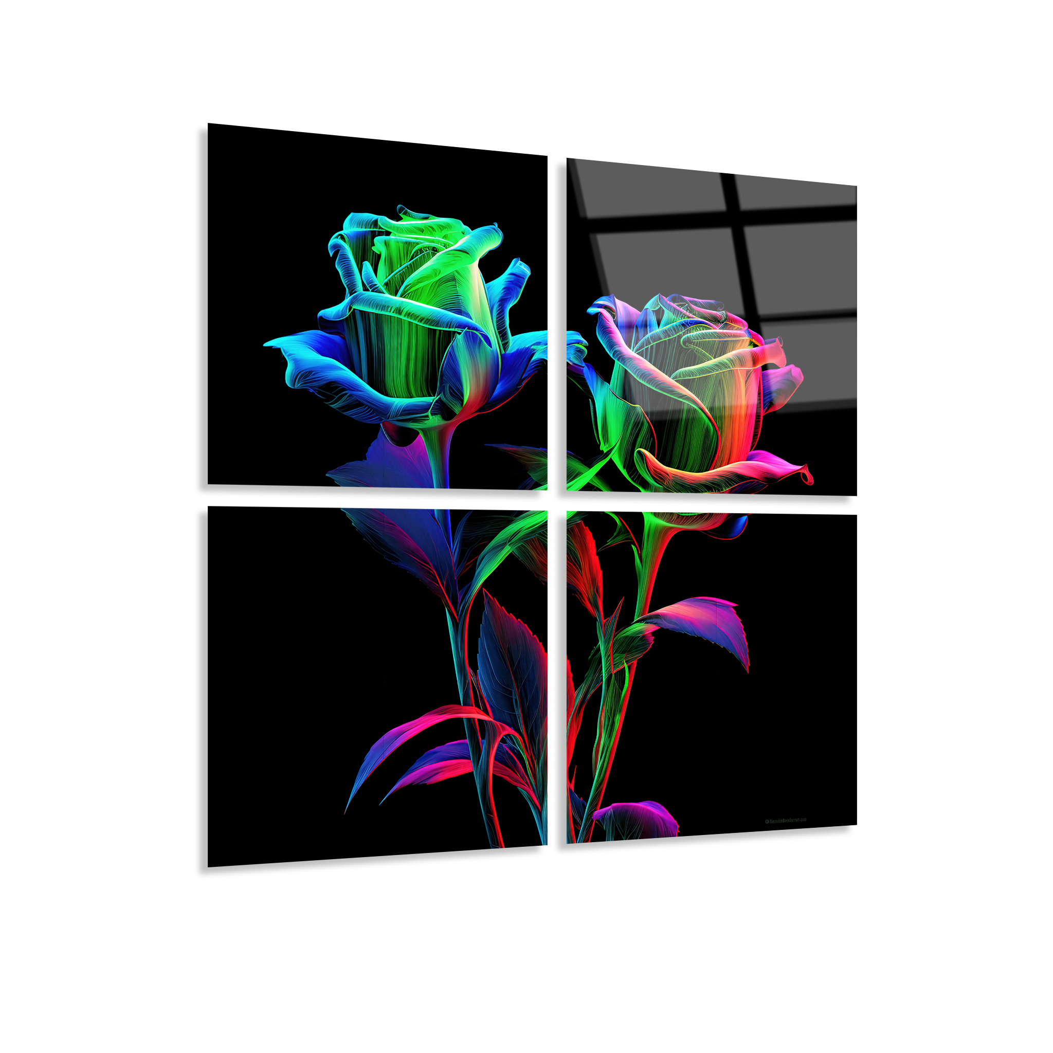 Mega Size Colorful Flowers Quatro | Premium HD Metal Wall Art