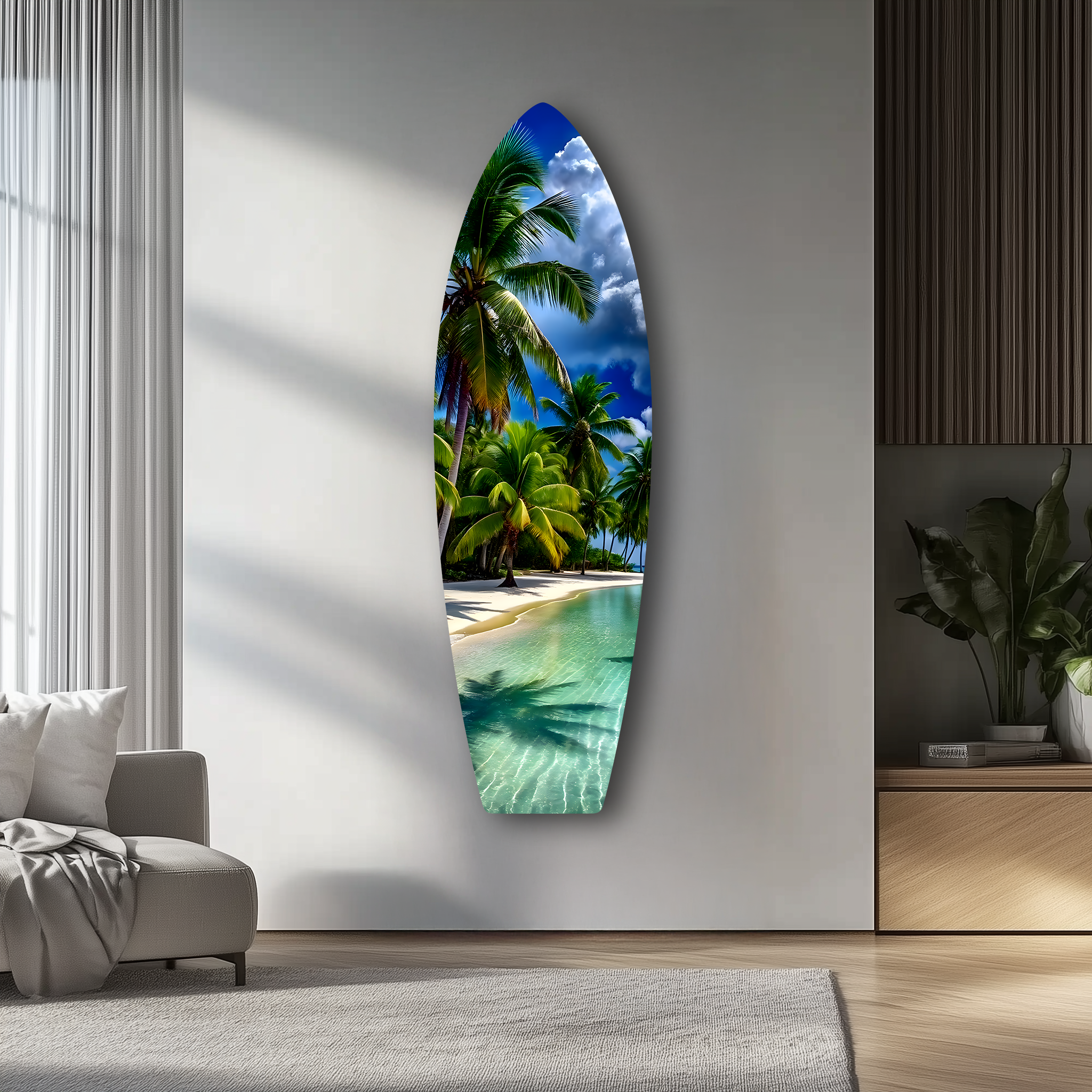 Palm Beach Surfboard | Premium HD Metal Wall Art