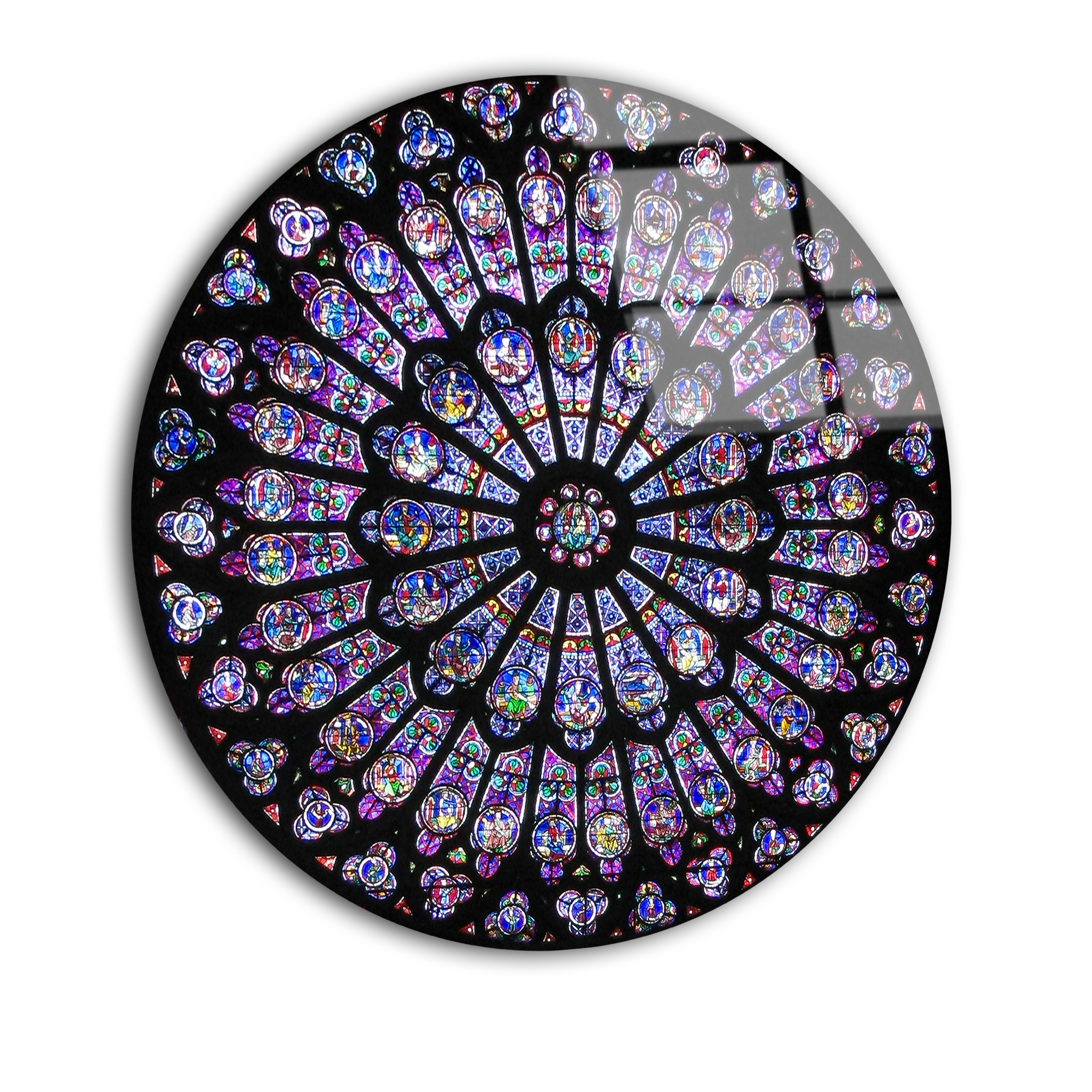 Notre Dame Cathedral Stained Glass | Premium HD Round Wall Art