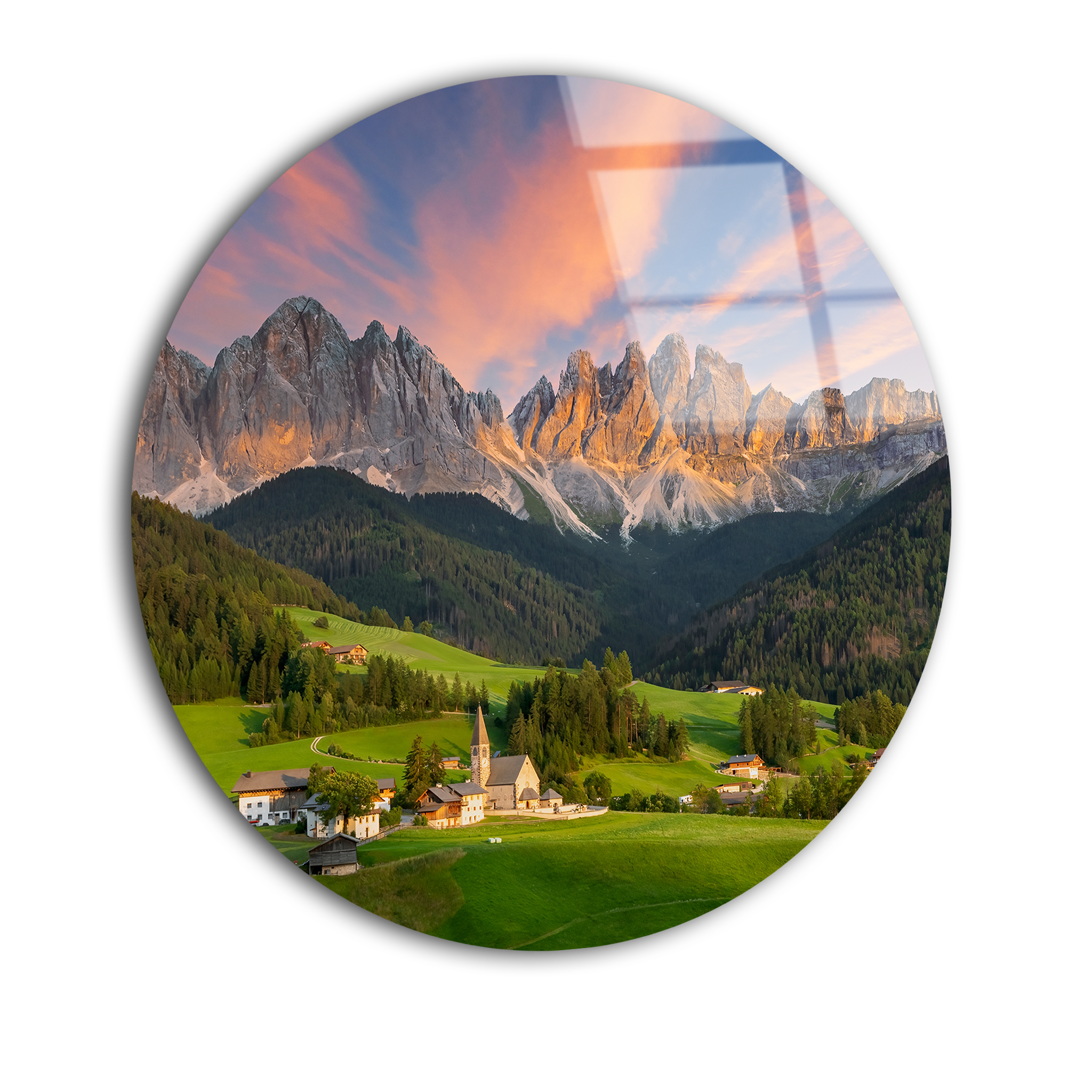 Dolomites Mountain Sunrise | Premium HD Round Wall Art