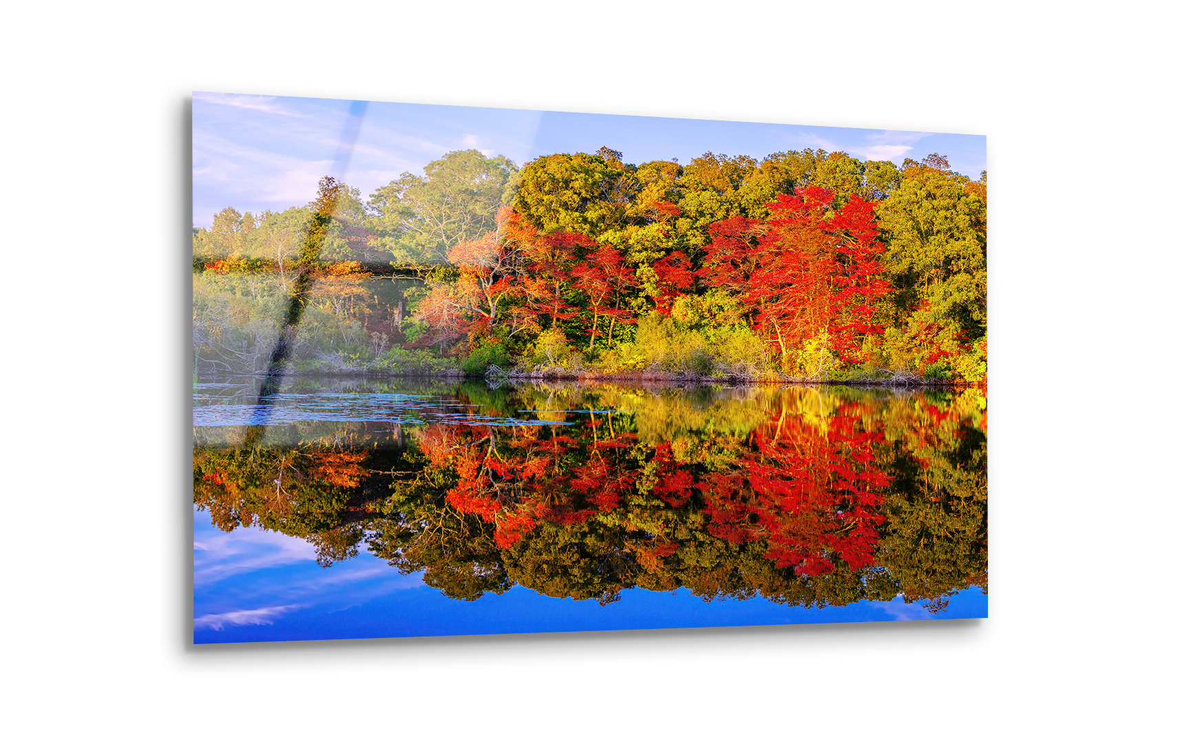 Autumn Lake Reflection | Premium HD Metal Wall Art - DezignArt