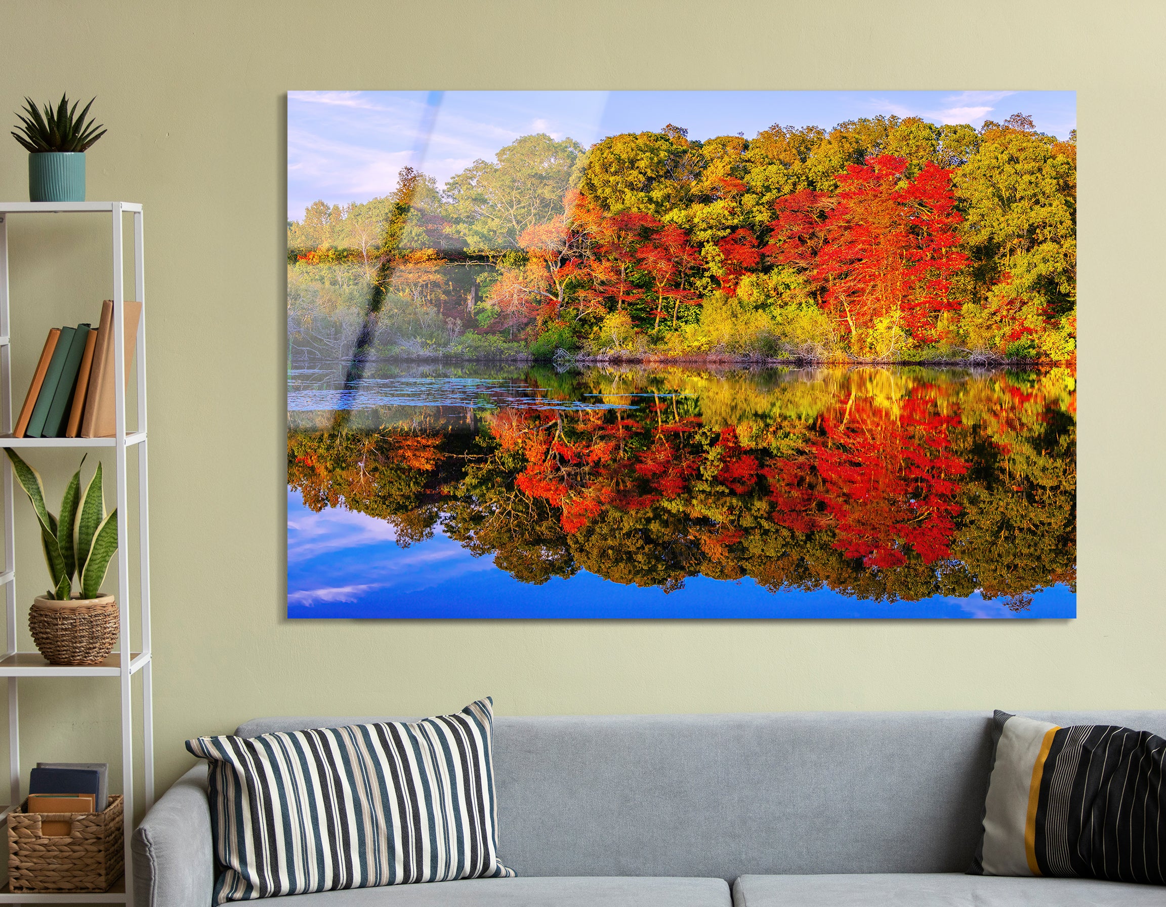 Autumn Lake Reflection | Premium HD Metal Wall Art - DezignArt