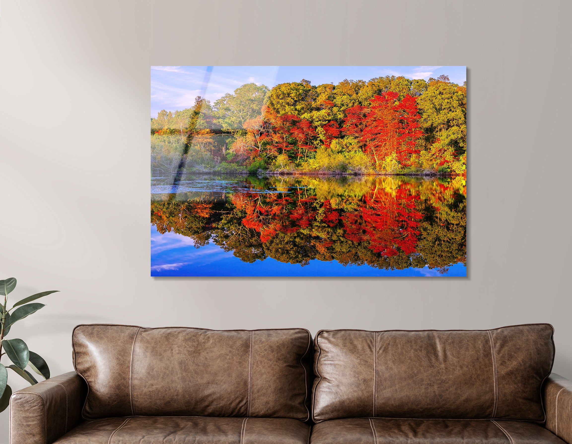 Autumn Lake Reflection | Premium HD Metal Wall Art - DezignArt