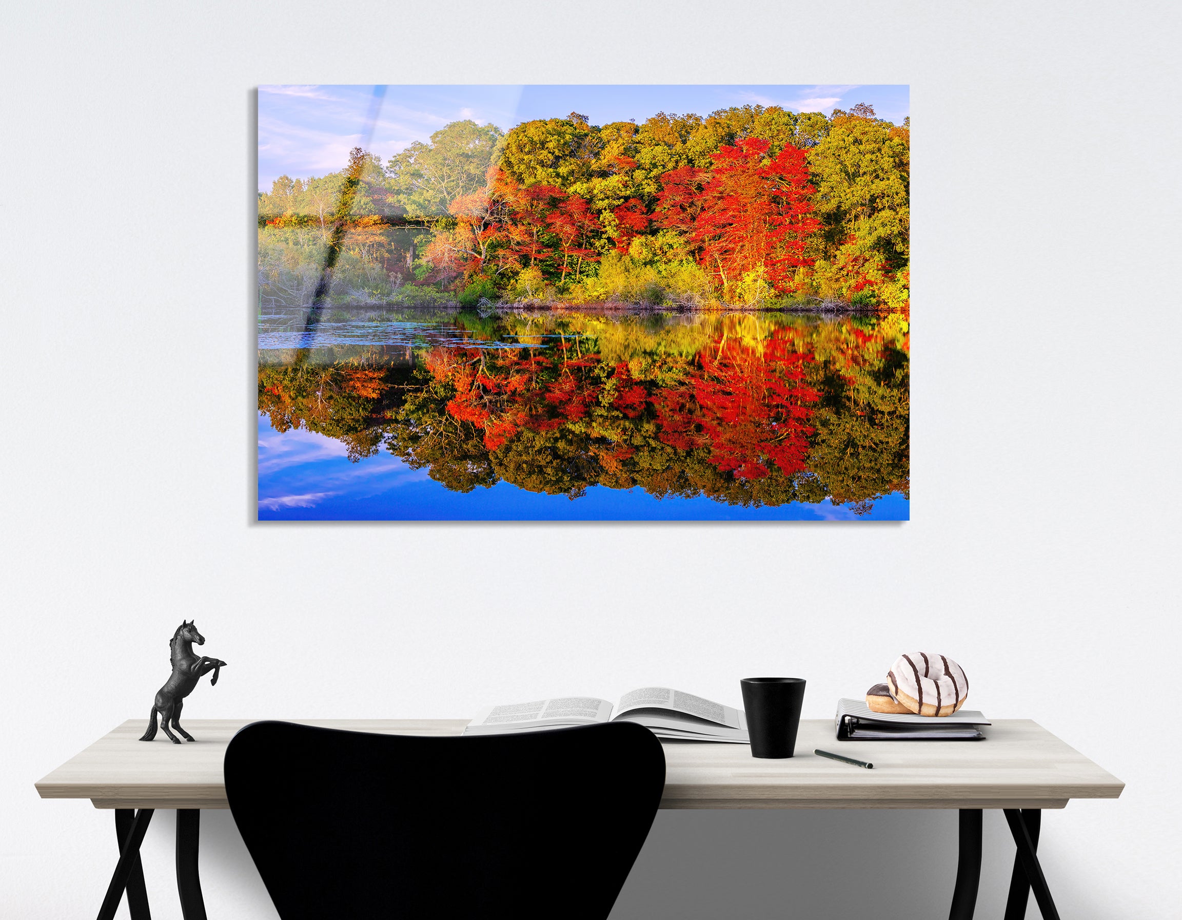 Autumn Lake Reflection | Premium HD Metal Wall Art - DezignArt