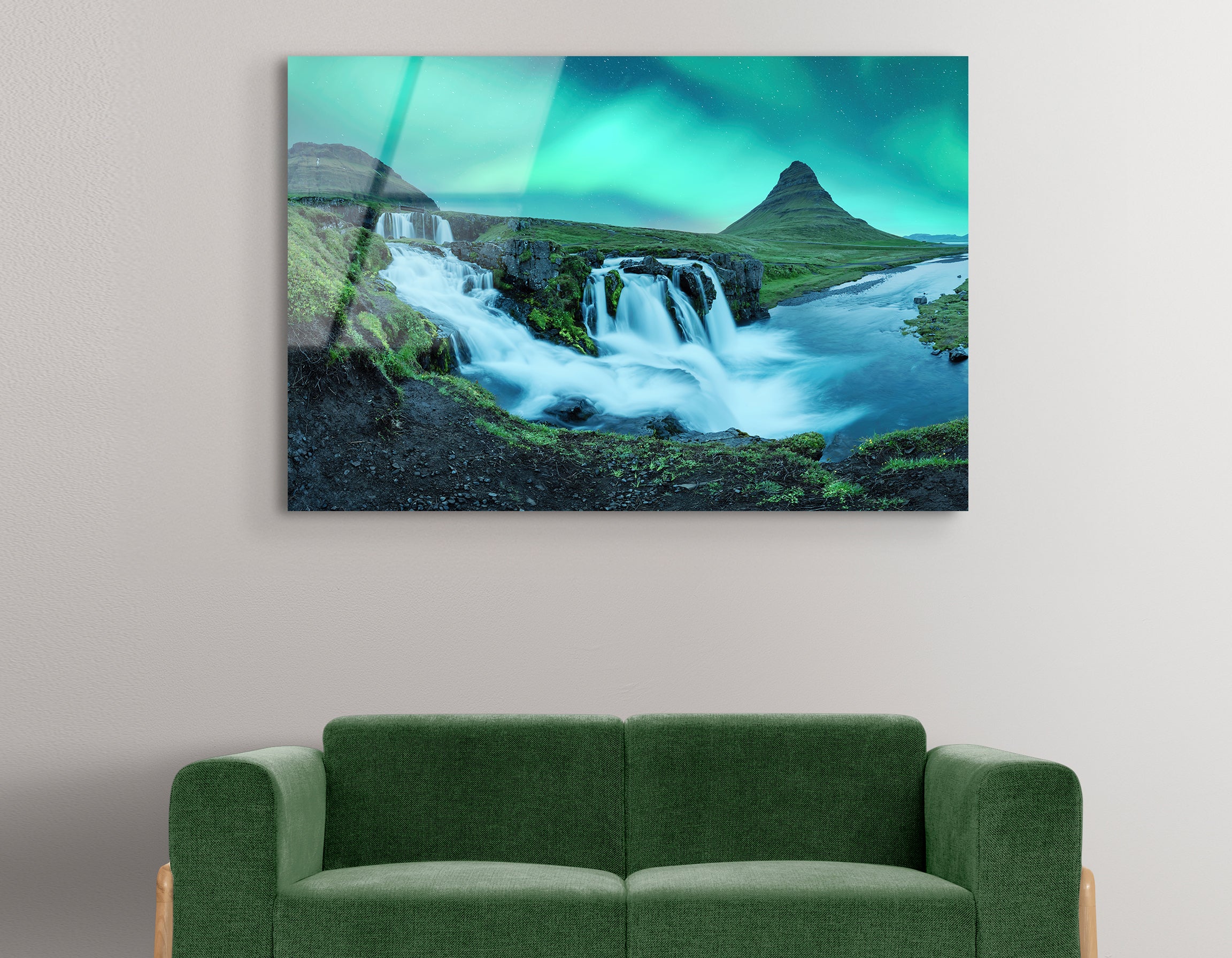 Northern Lights Over Kirkjufellsfoss | Premium HD Metal Wall Art - DezignArt