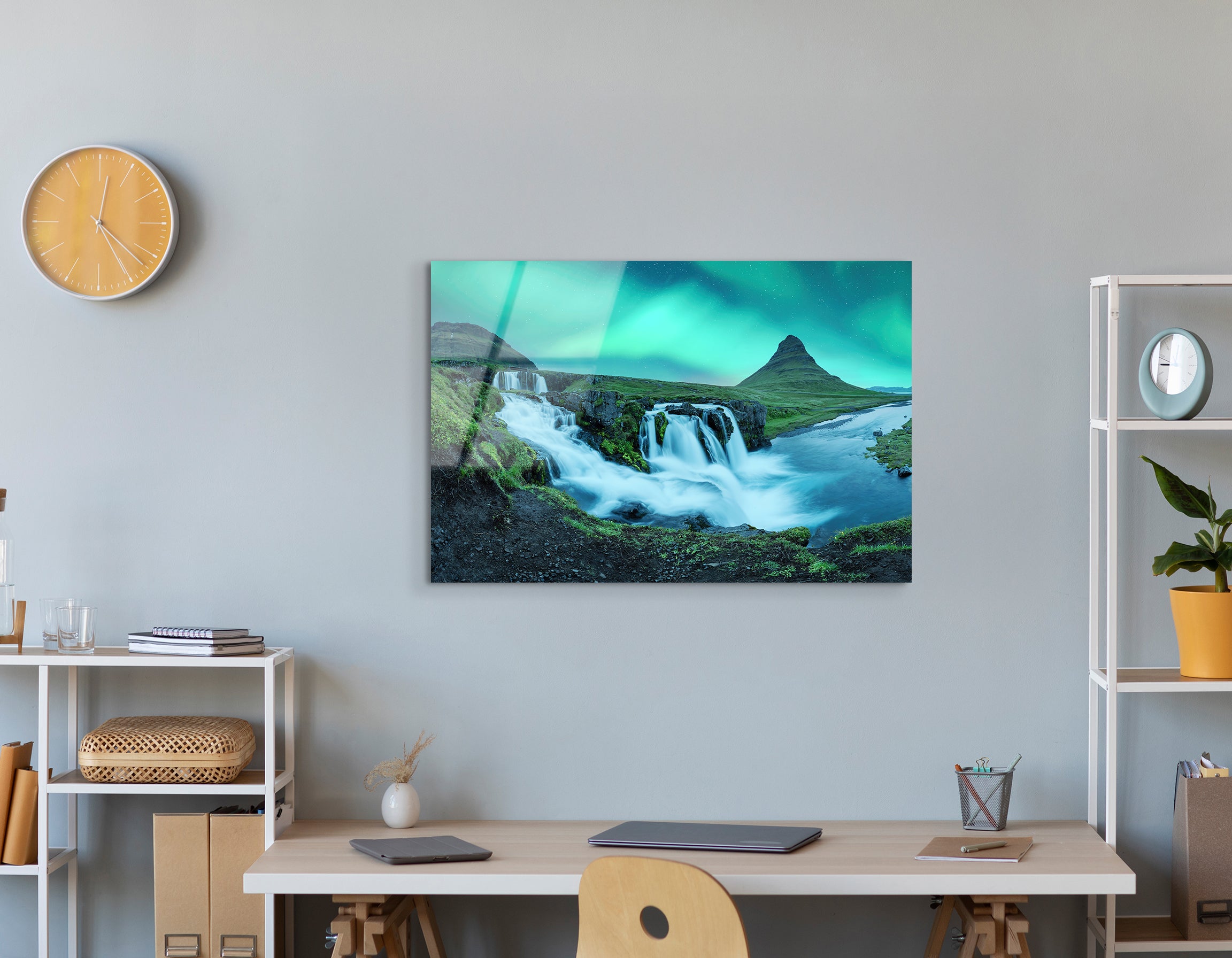 Northern Lights Over Kirkjufellsfoss | Premium HD Metal Wall Art - DezignArt