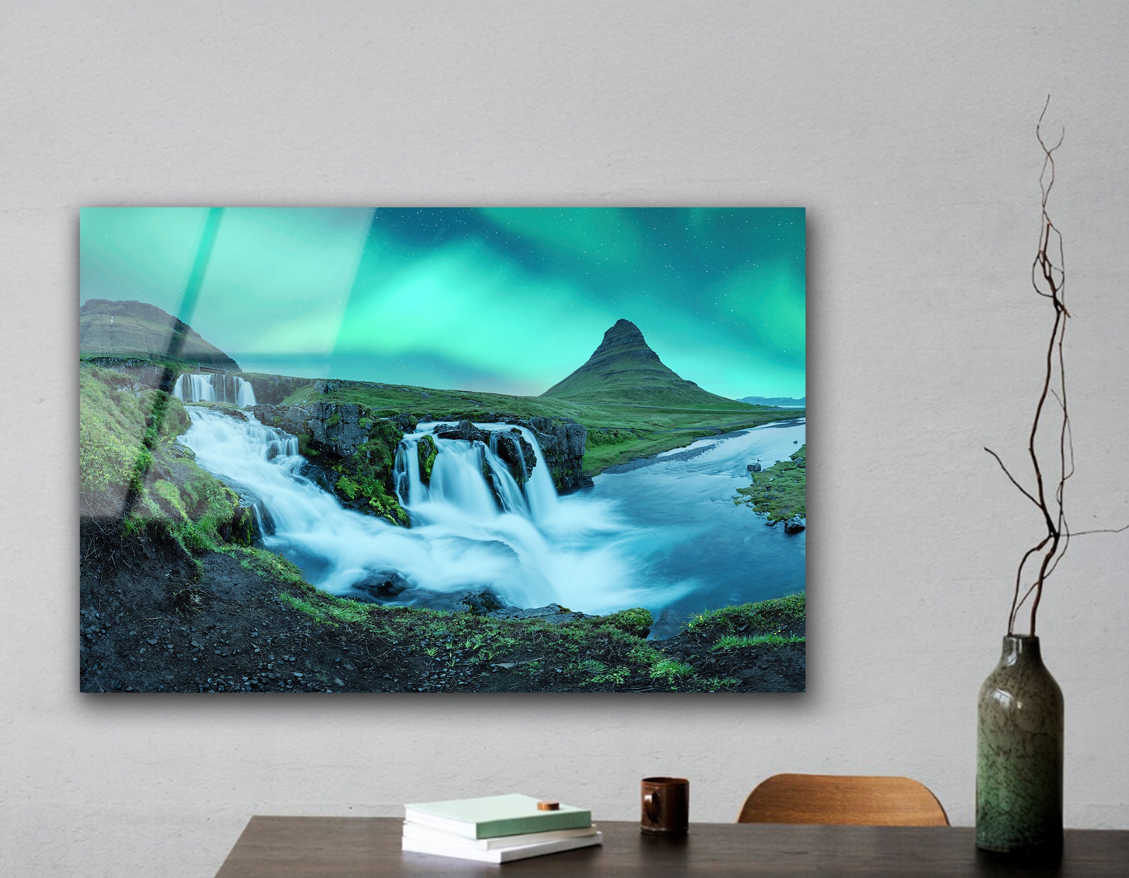 Northern Lights Over Kirkjufellsfoss | Premium HD Metal Wall Art - DezignArt