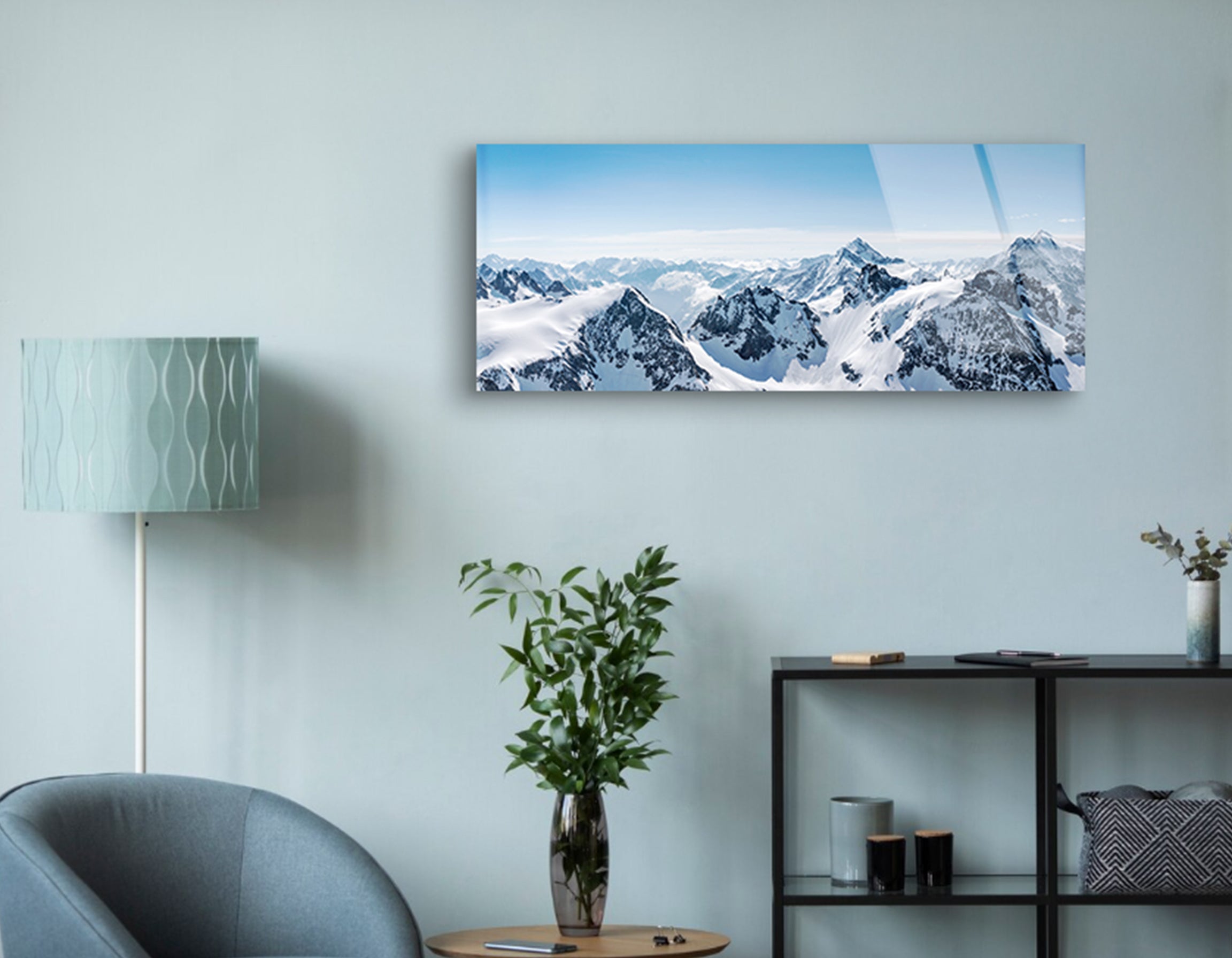 Switzerland Snow Alps Panoramic View | Premium HD Metal Wall Art