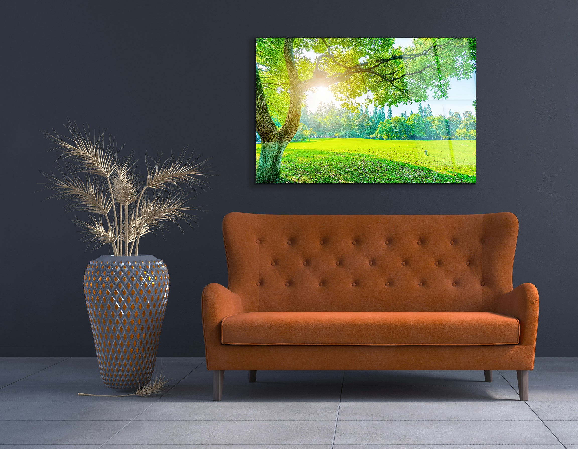Lush Green Park Landscape | Premium HD Metal Wall Art - DezignArt