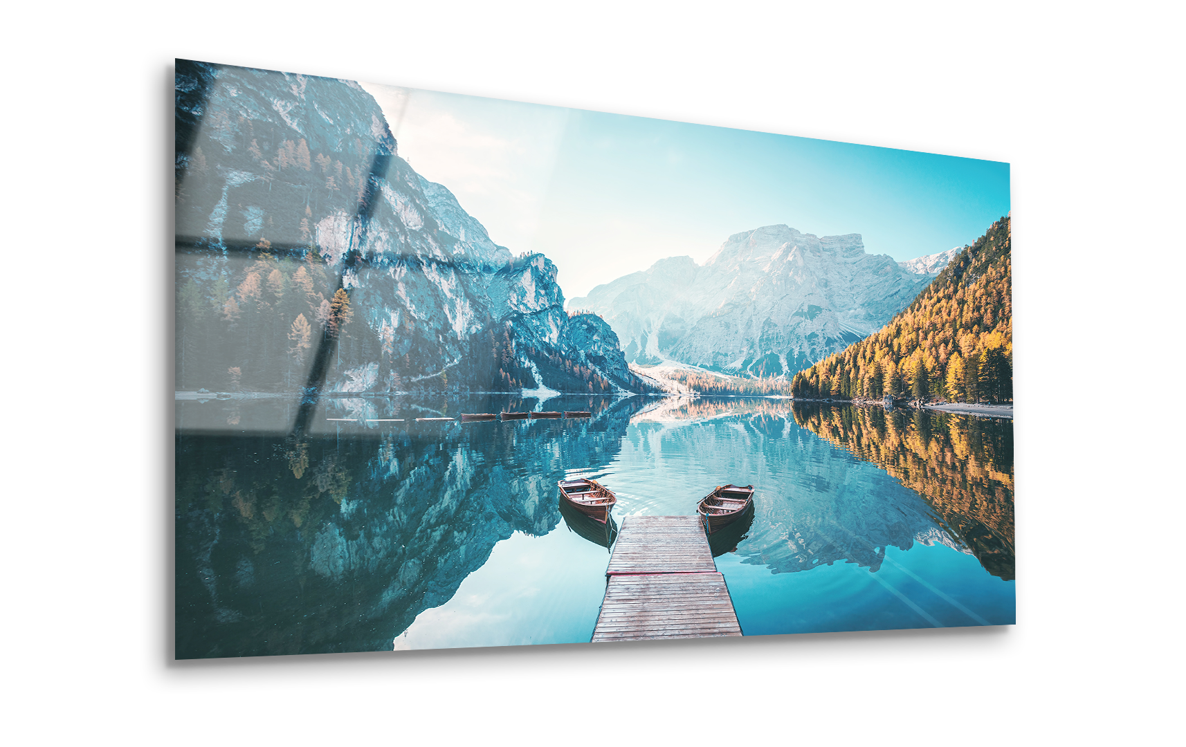 Boats on Braies Lake | Premium HD Metal Wall Art - DezignArt