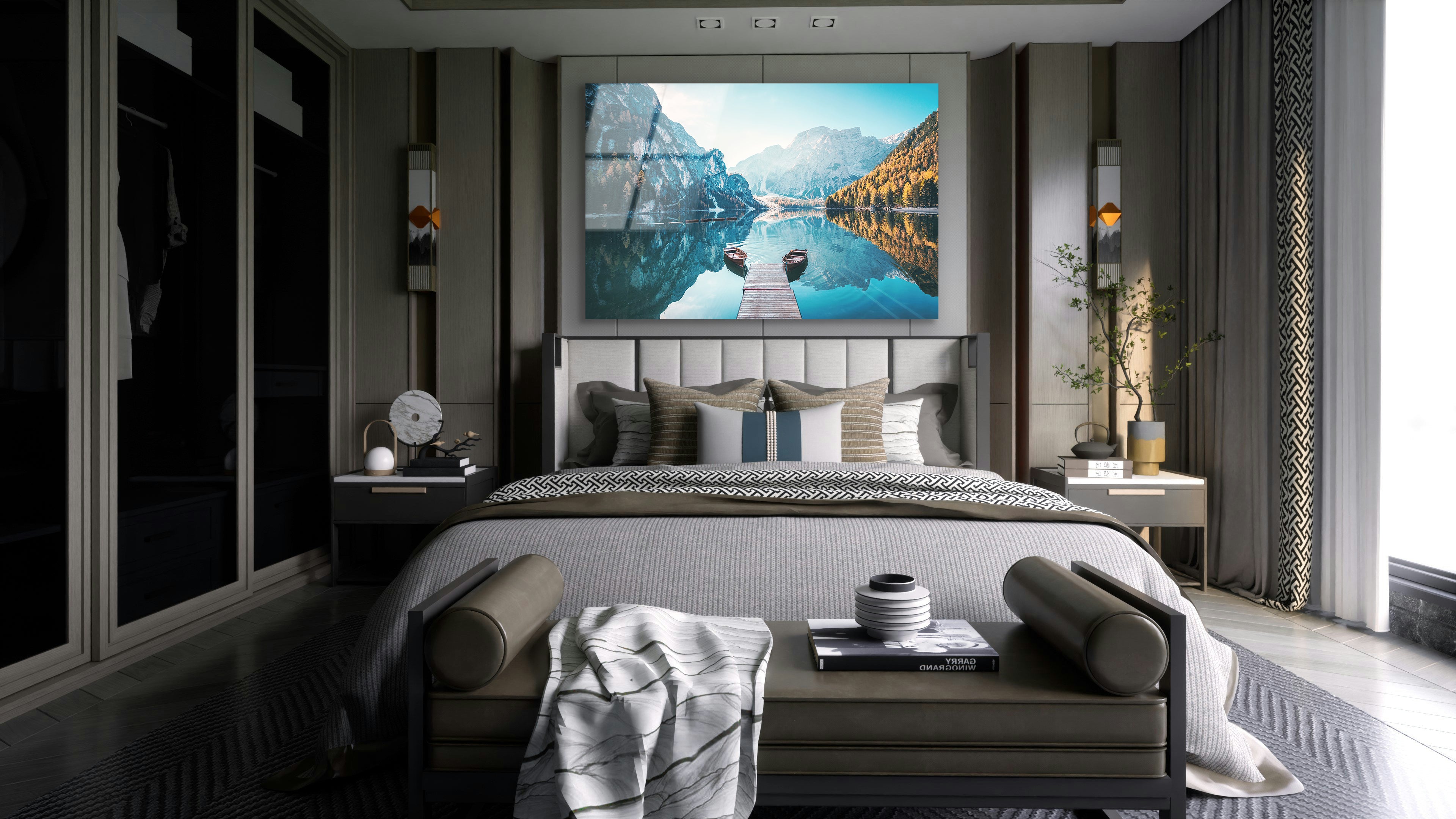 Boats on Braies Lake | Premium HD Metal Wall Art - DezignArt