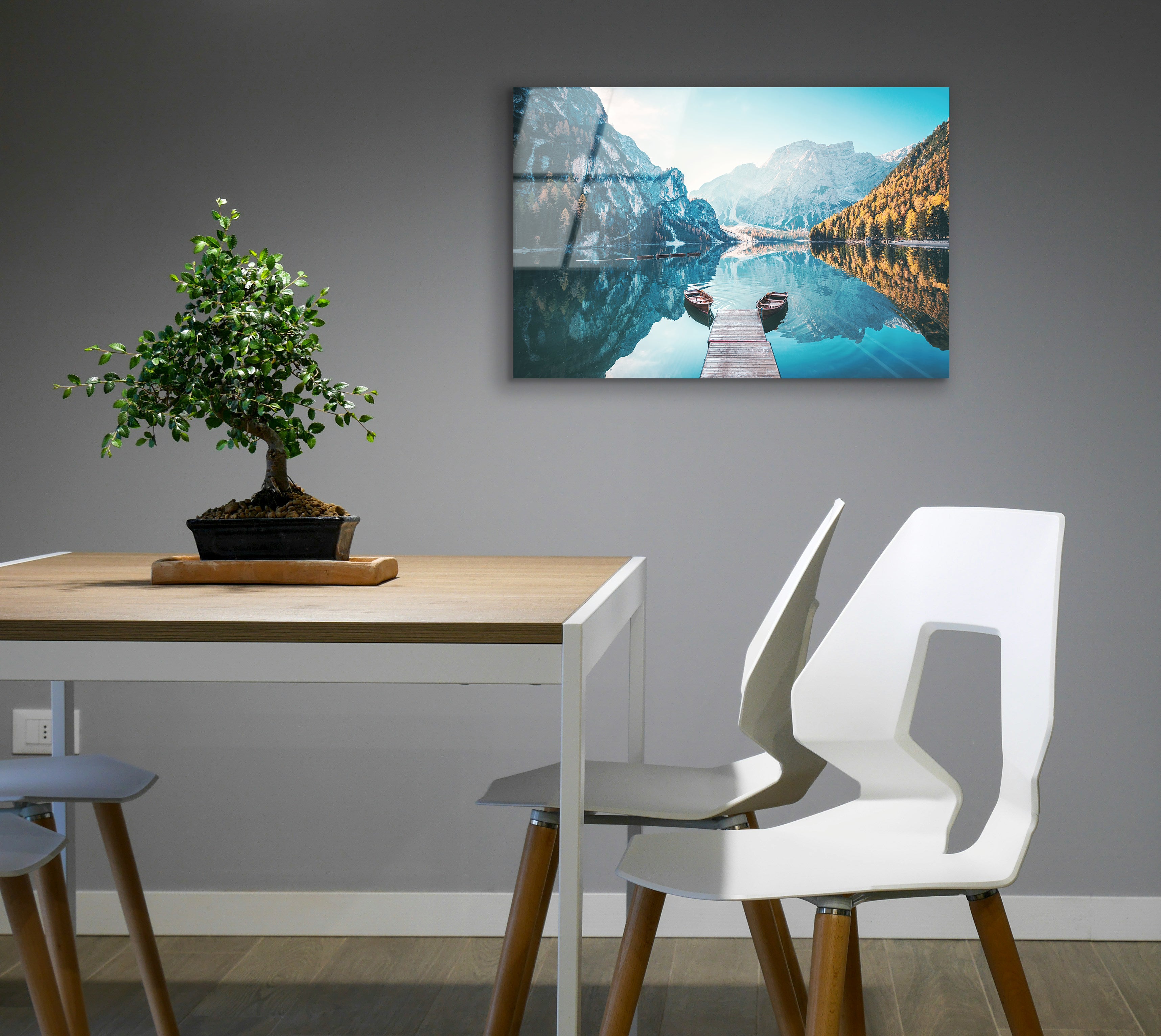 Boats on Braies Lake | Premium HD Metal Wall Art - DezignArt
