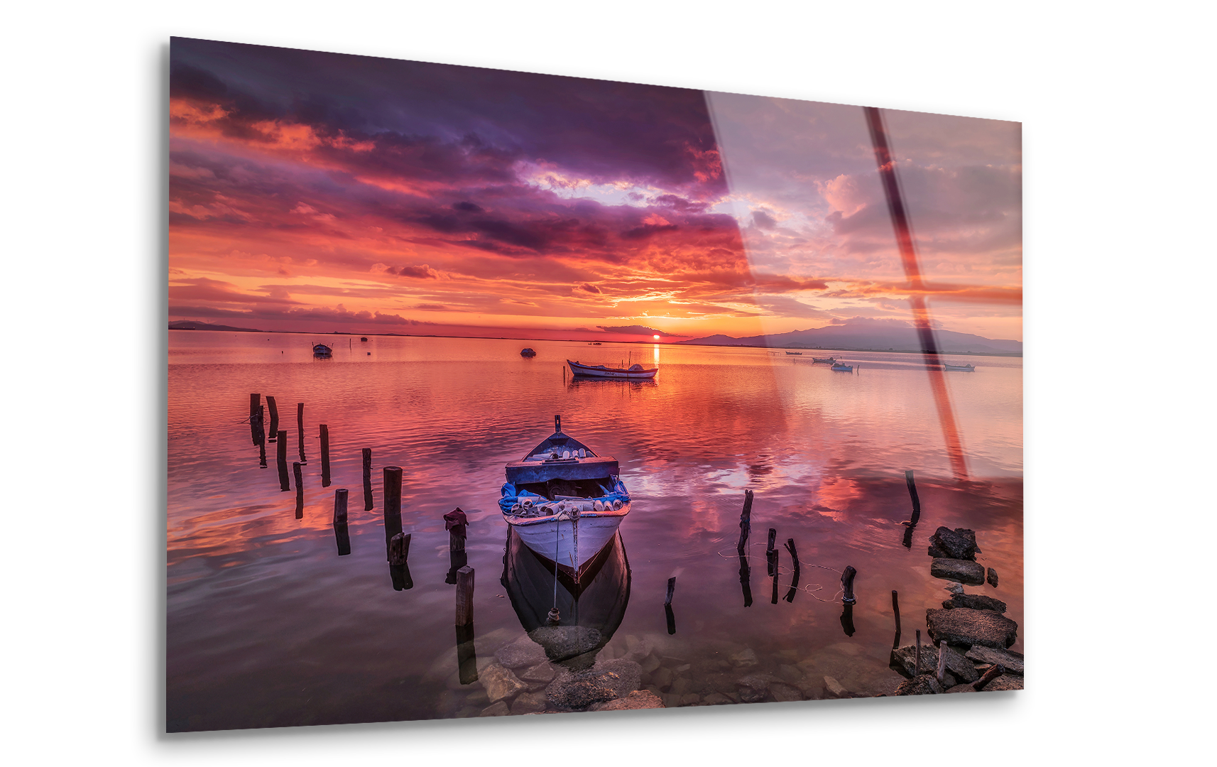 Sunset on the Lake | Premium HD Metal Wall Art - DezignArt