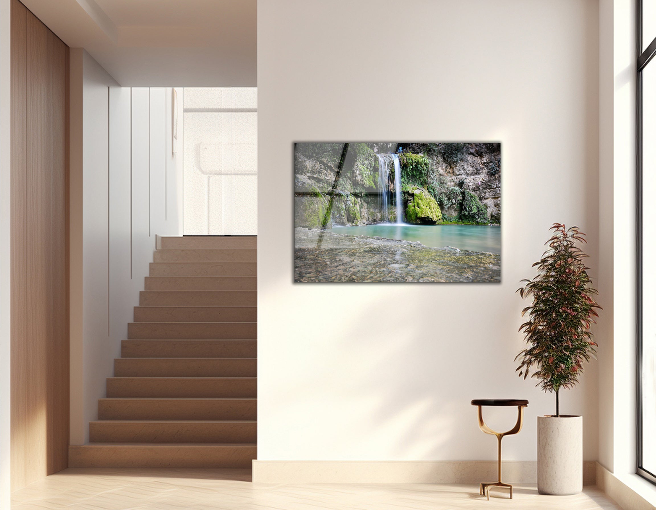 Waterfall in the Forest of Lebanon | Premium HD Metal Wall Art - DezignArt