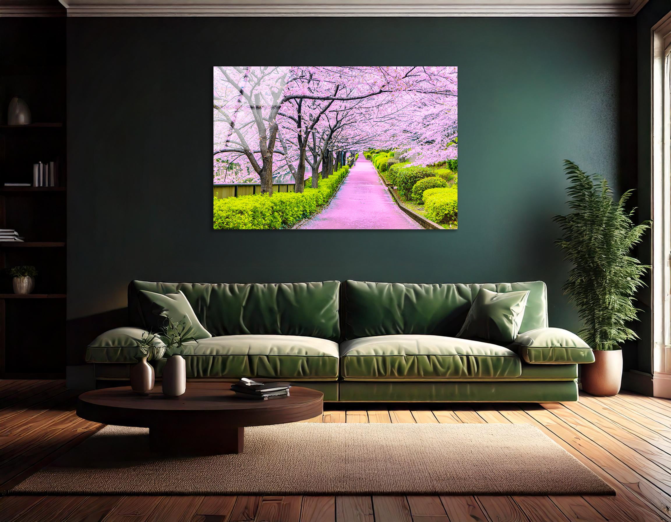 Serene Cherry Blossom Walkway in Tokyo | Premium HD Metal Wall Art