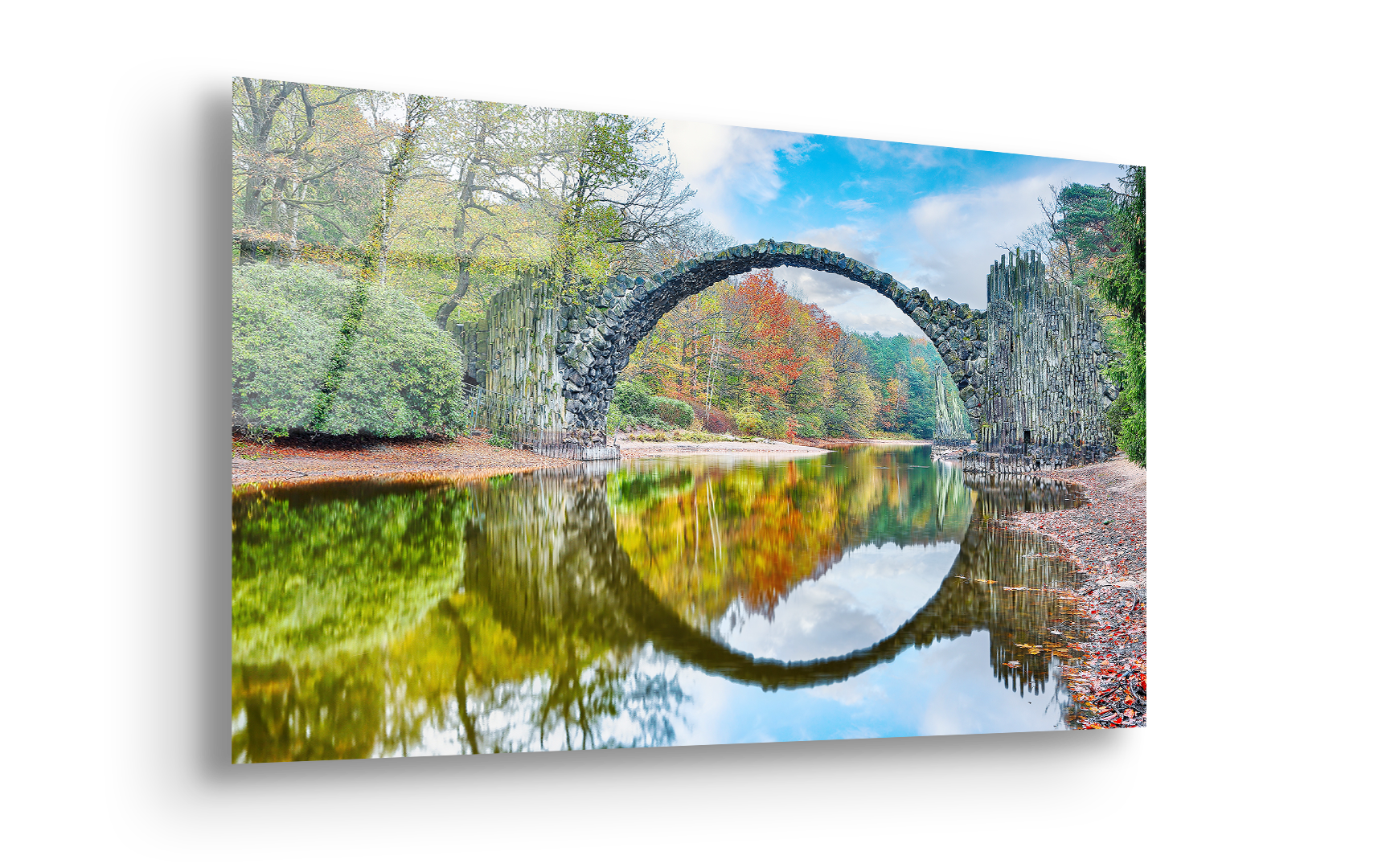 Rakotz Bridge in Autumn Splendor | Premium HD Metal Wall Art