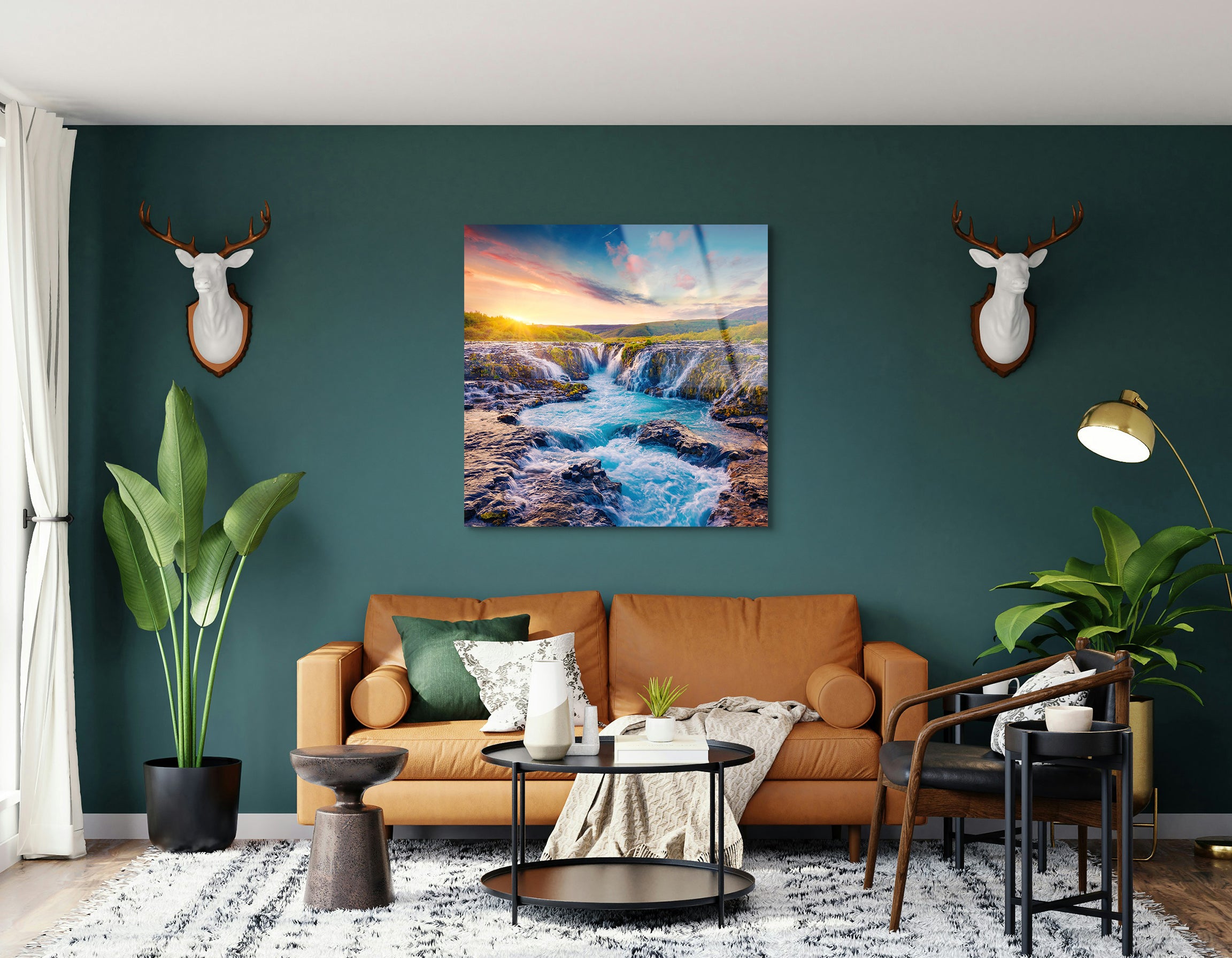 Waterfall at Sunrise | Premium HD Metal Wall Art