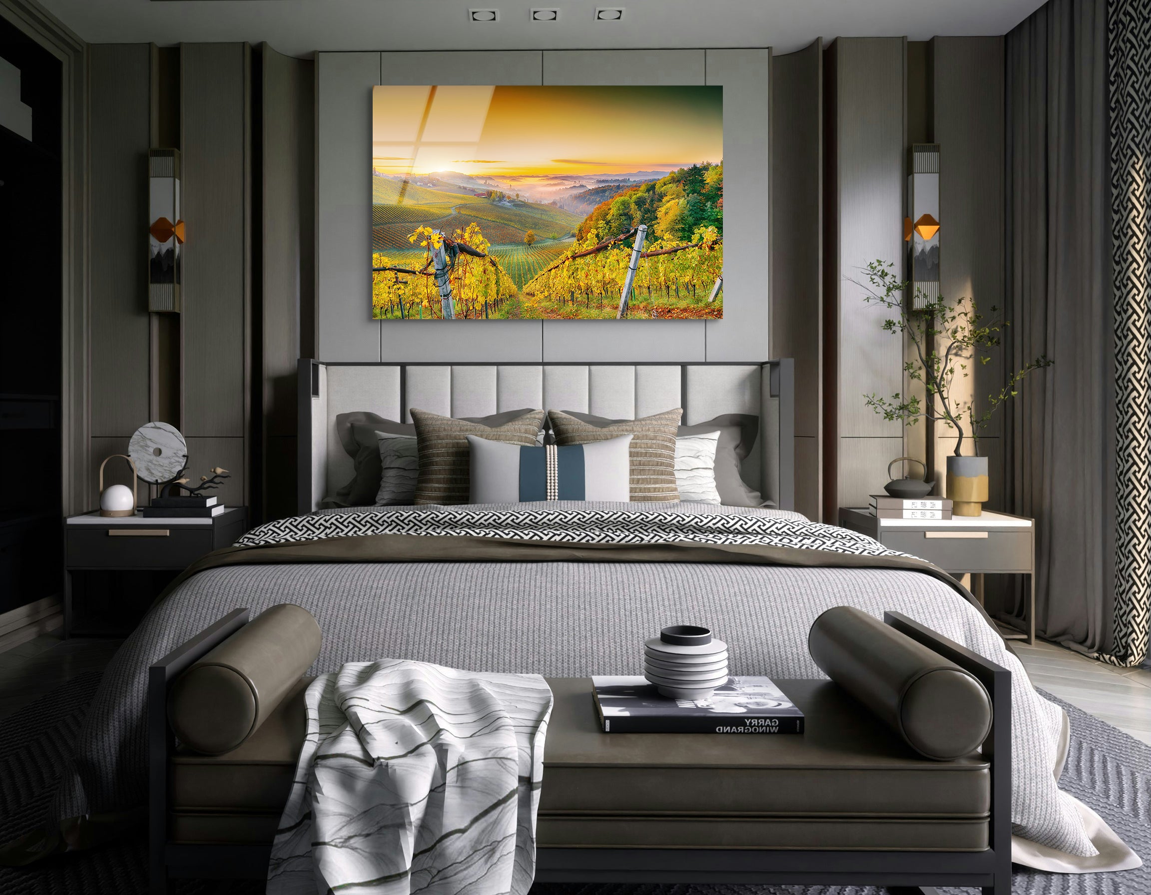 Golden Vineyards | Premium HD Metal Wall Art