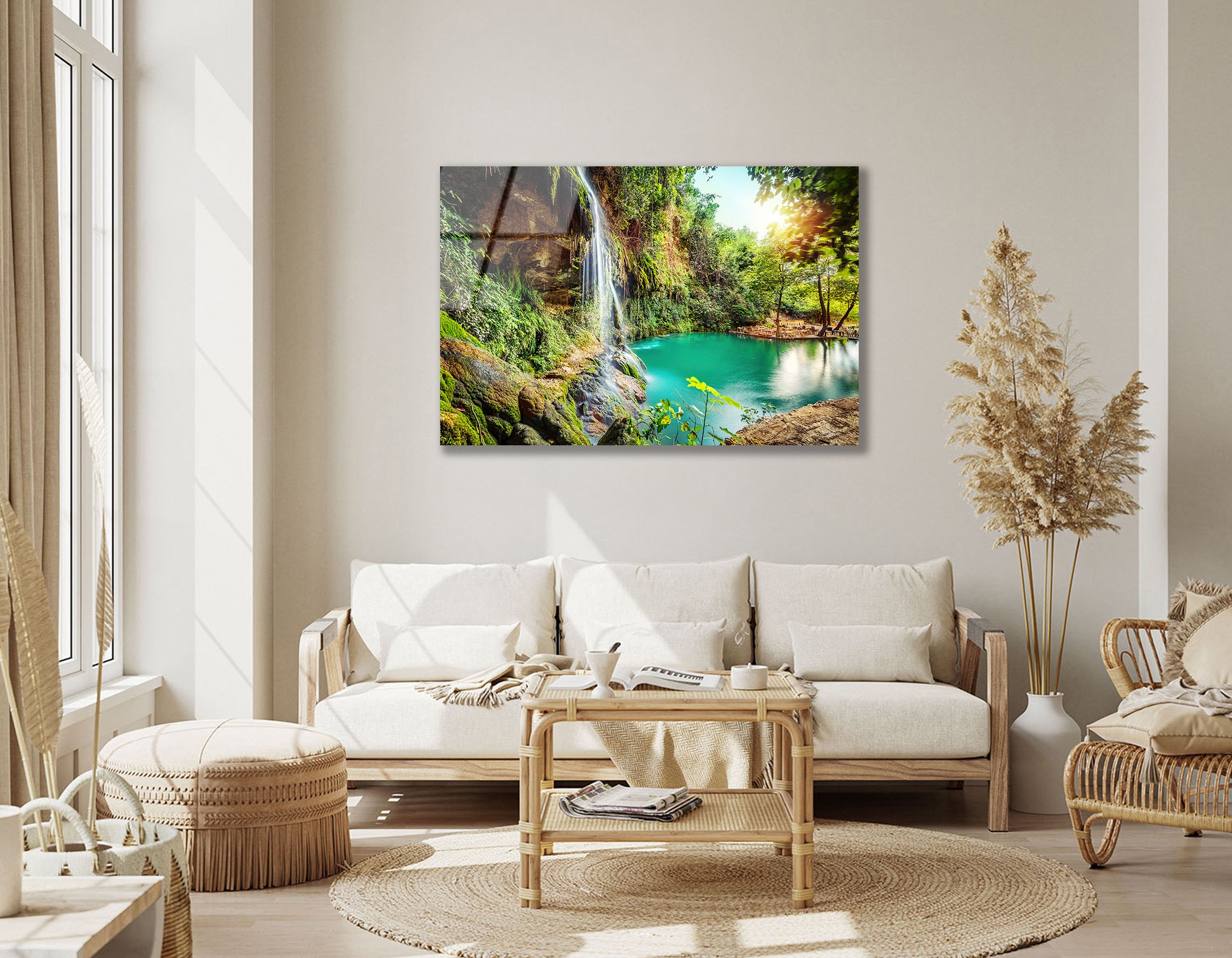 Waterfall Lagoon in Baakleen, Lebanon | Premium HD Metal Wall Art