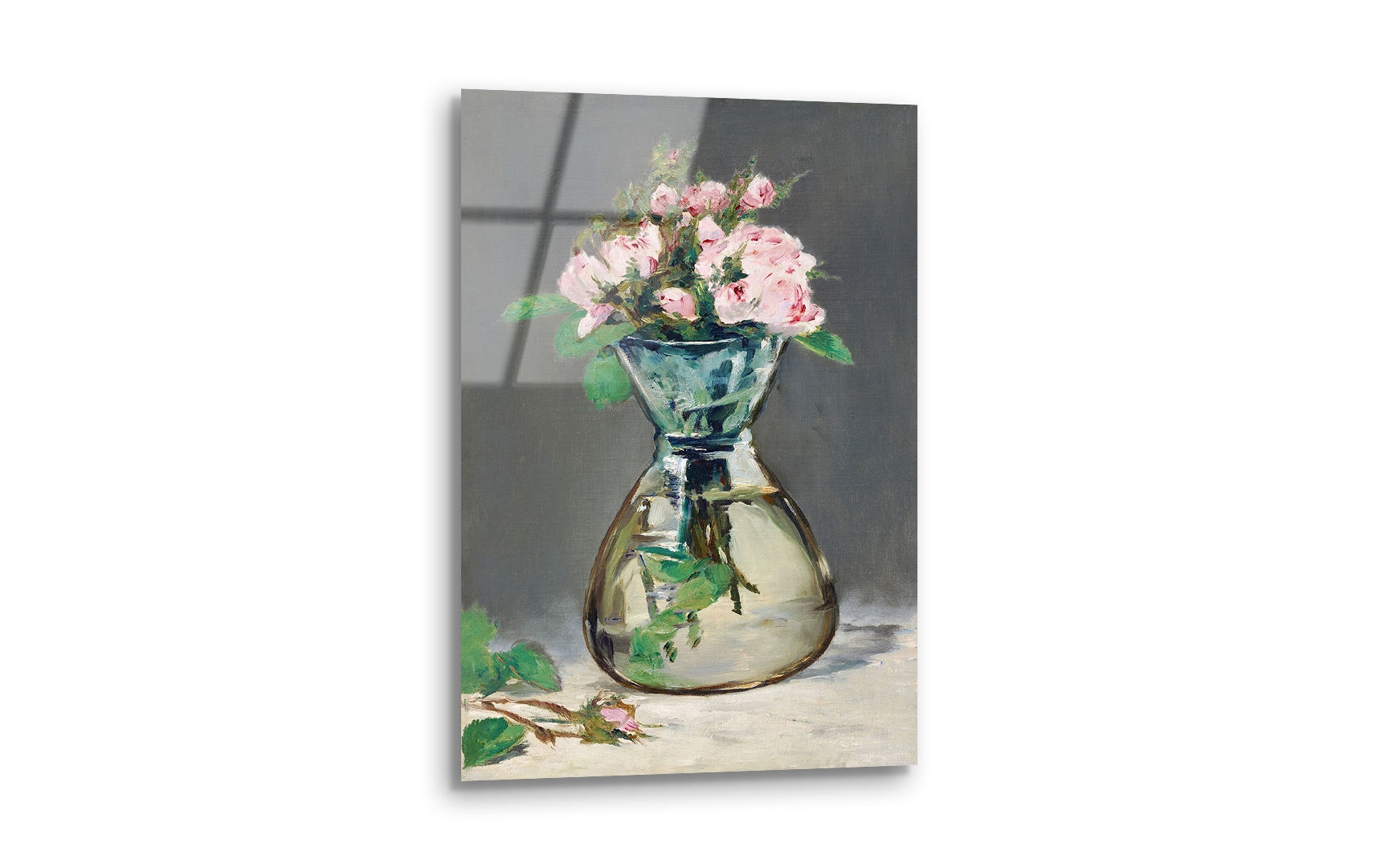 Moss Roses in a Vase (1882) by Édouard Manet | Premium HD Metal Wall Art