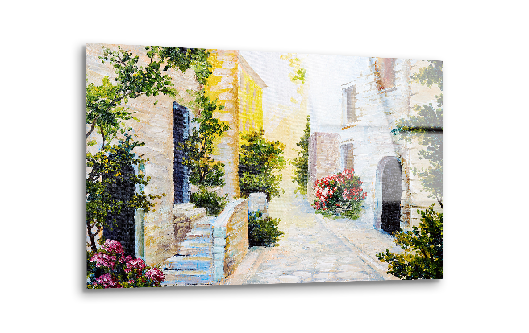 Italian Street Landscape Drawing | Premium HD Metal Wall Art - DezignArt