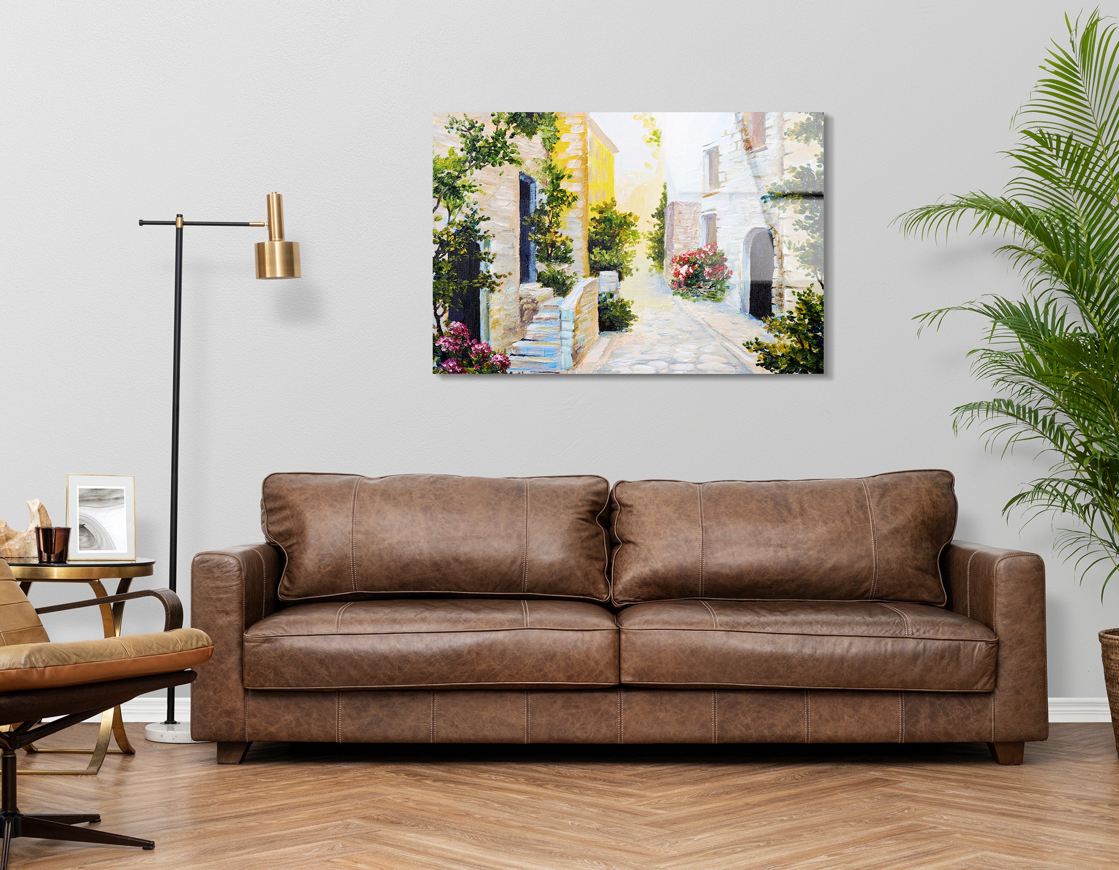 Italian Street Landscape Drawing | Premium HD Metal Wall Art - DezignArt