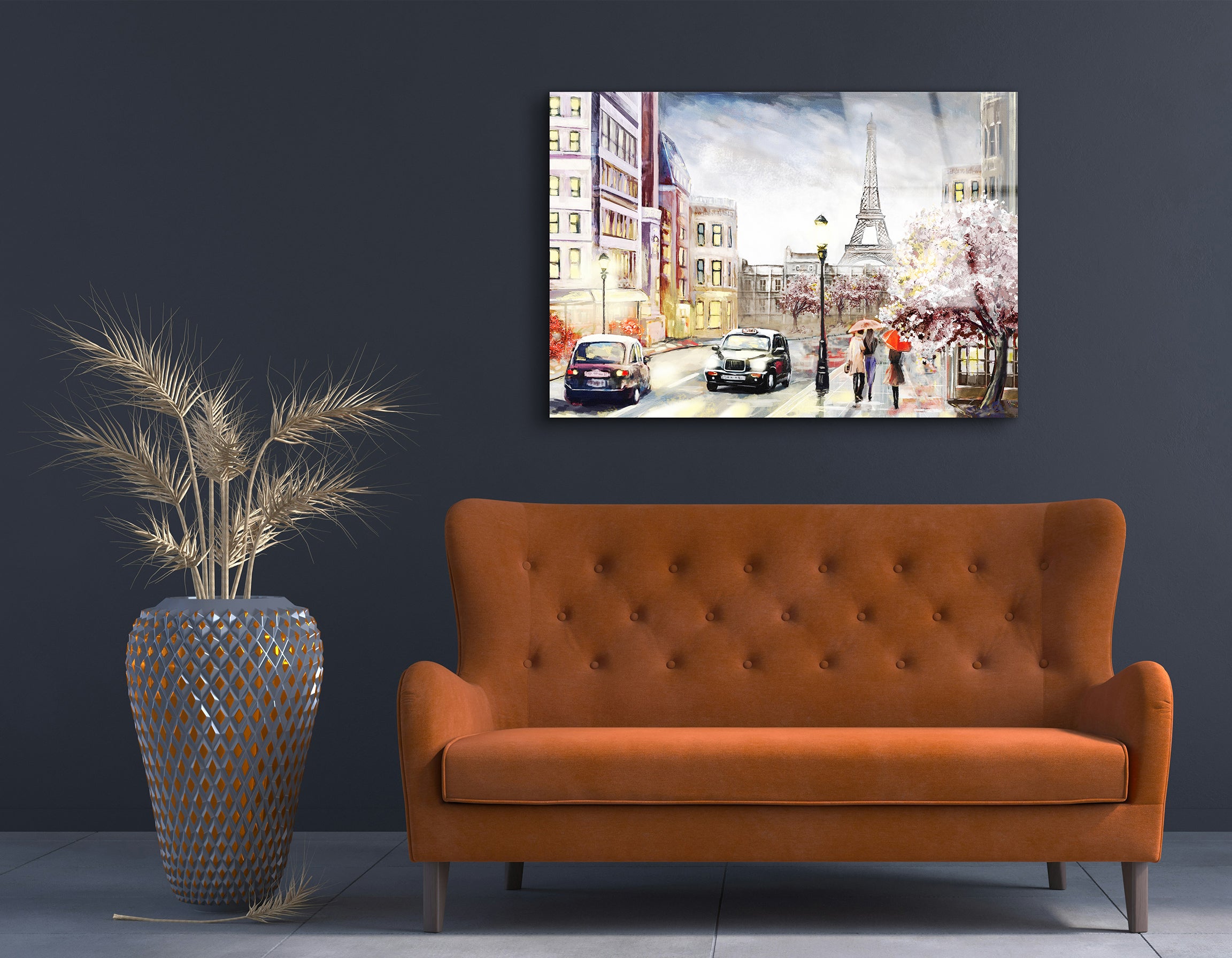 Romantic Paris Street Scene Drawing | Premium HD Metal Wall Art - DezignArt