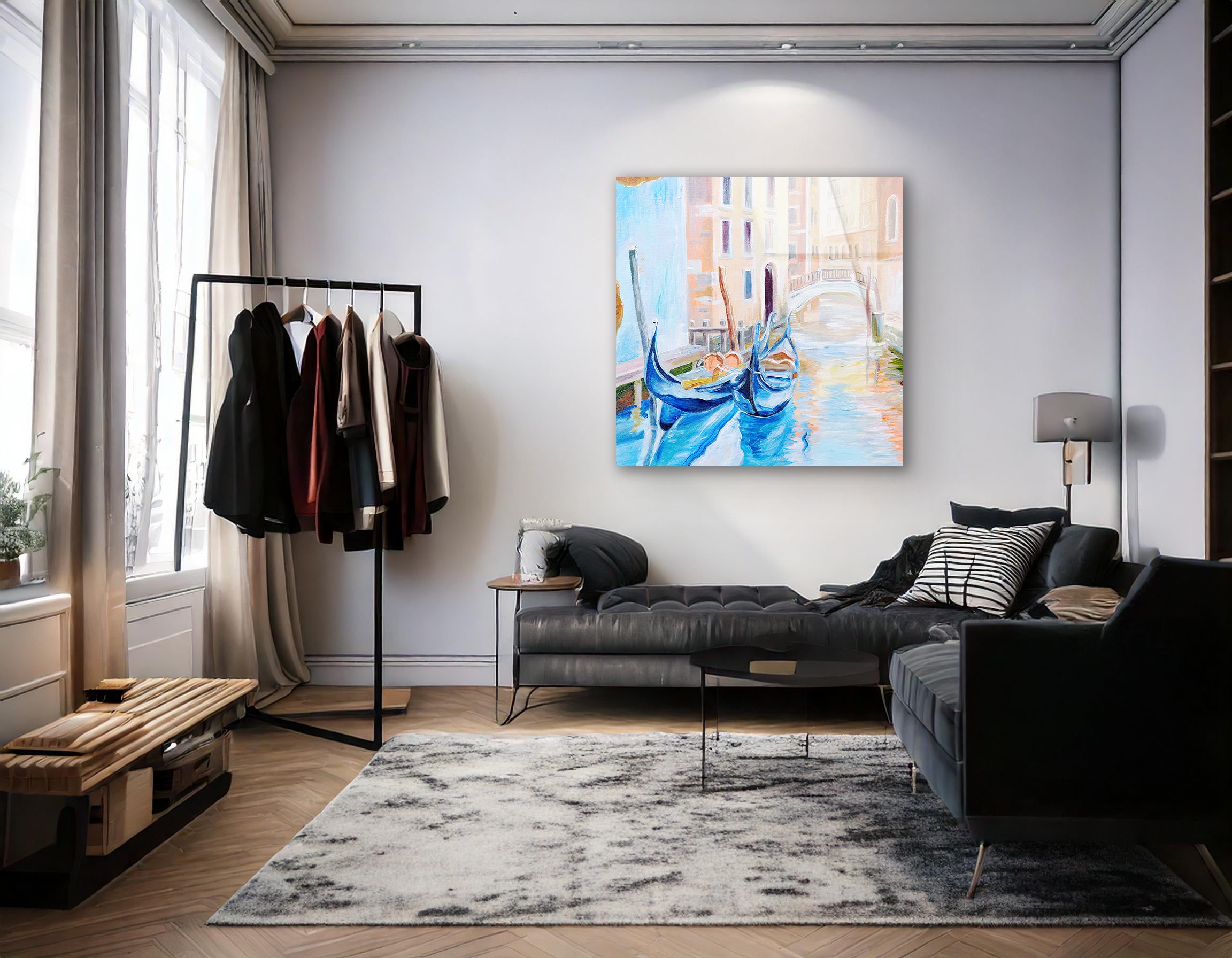 Gondola in Venice - Abstract Summer Day Oil Painting | Premium HD Metal Wall Art