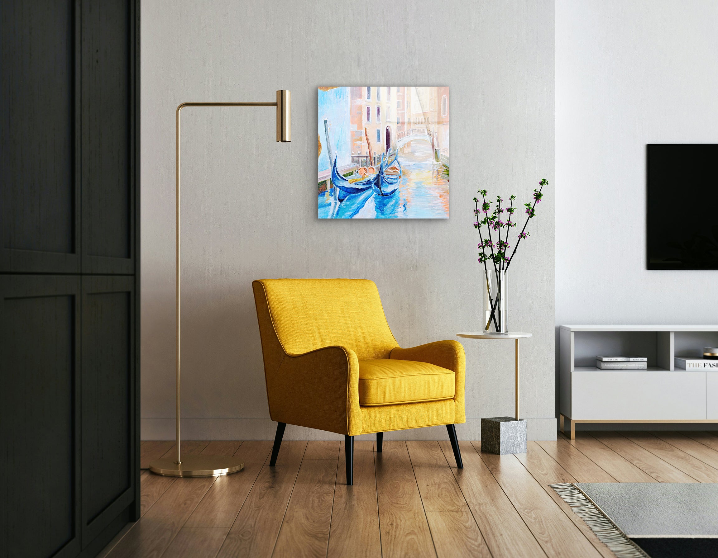 Gondola in Venice - Abstract Summer Day Oil Painting | Premium HD Metal Wall Art