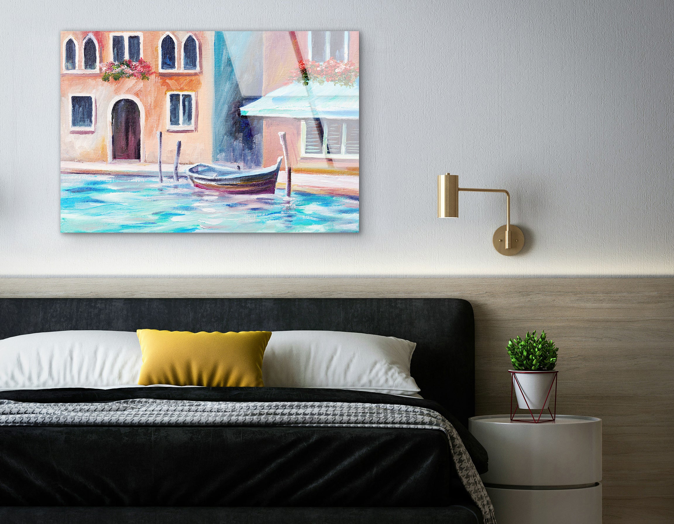 Gondola in Venice Drawing | Premium HD Metal Wall Art - DezignArt