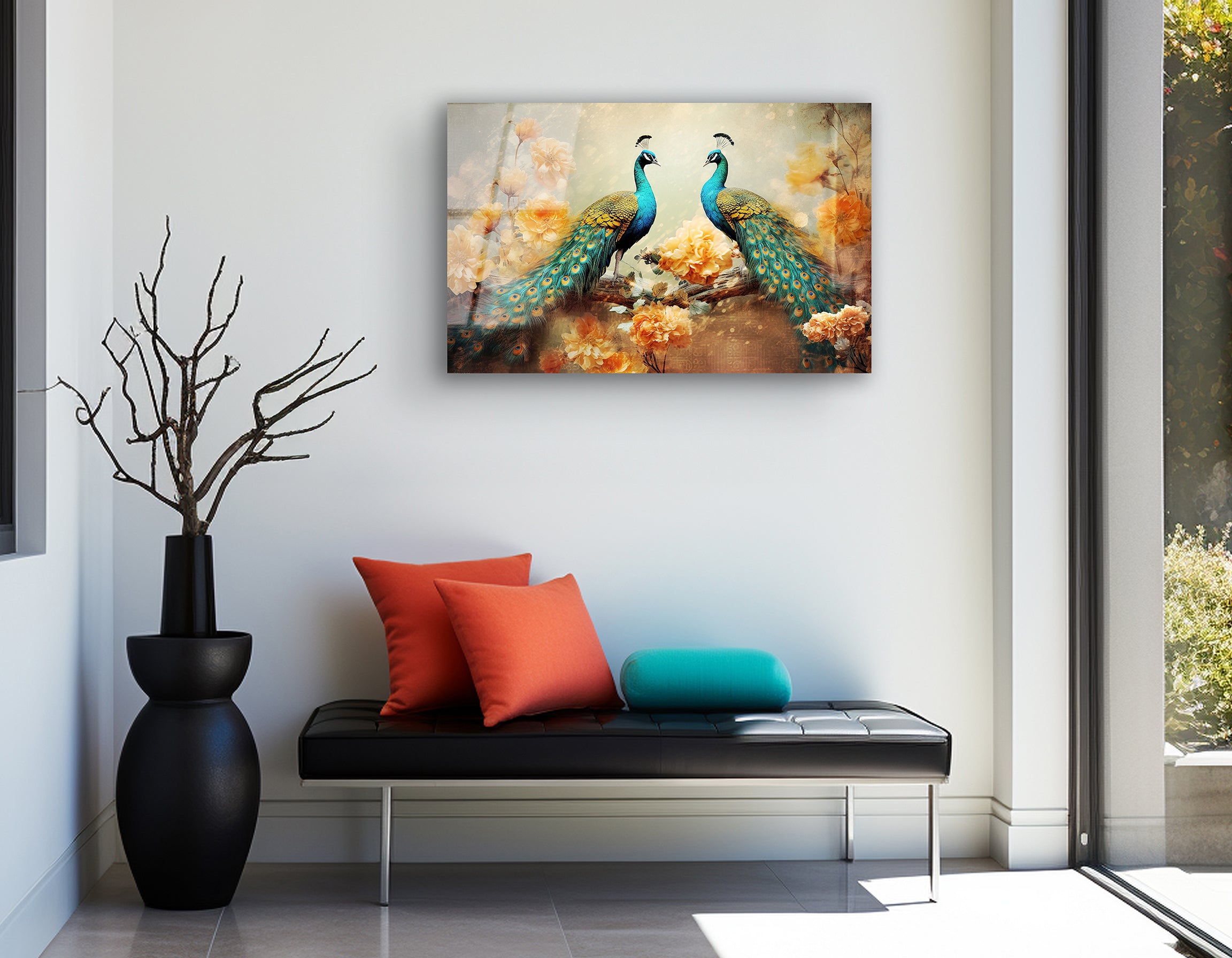Elegant Peacocks in Nature | Premium HD Metal Wall Art - DezignArt
