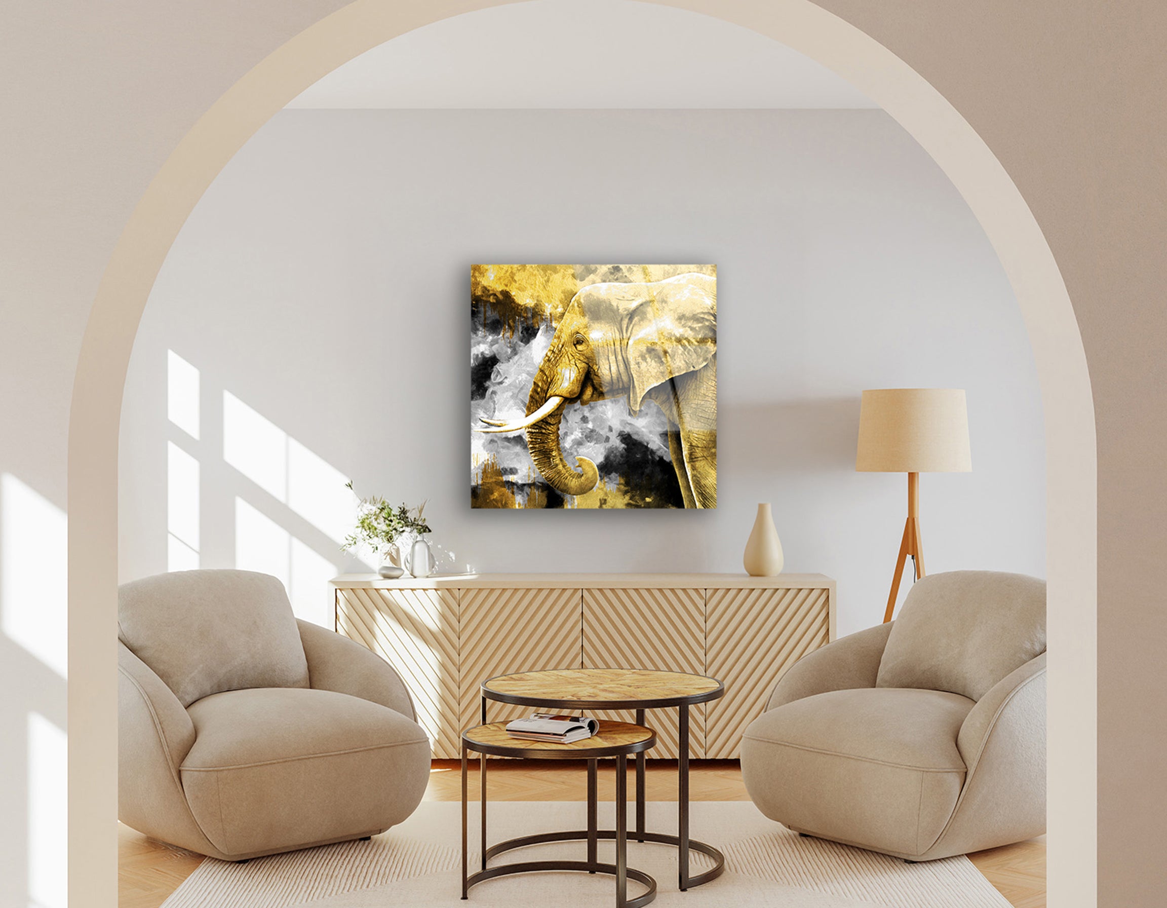 Modern Abstract Elephant Face Painting | Premium HD Metal Wall Art