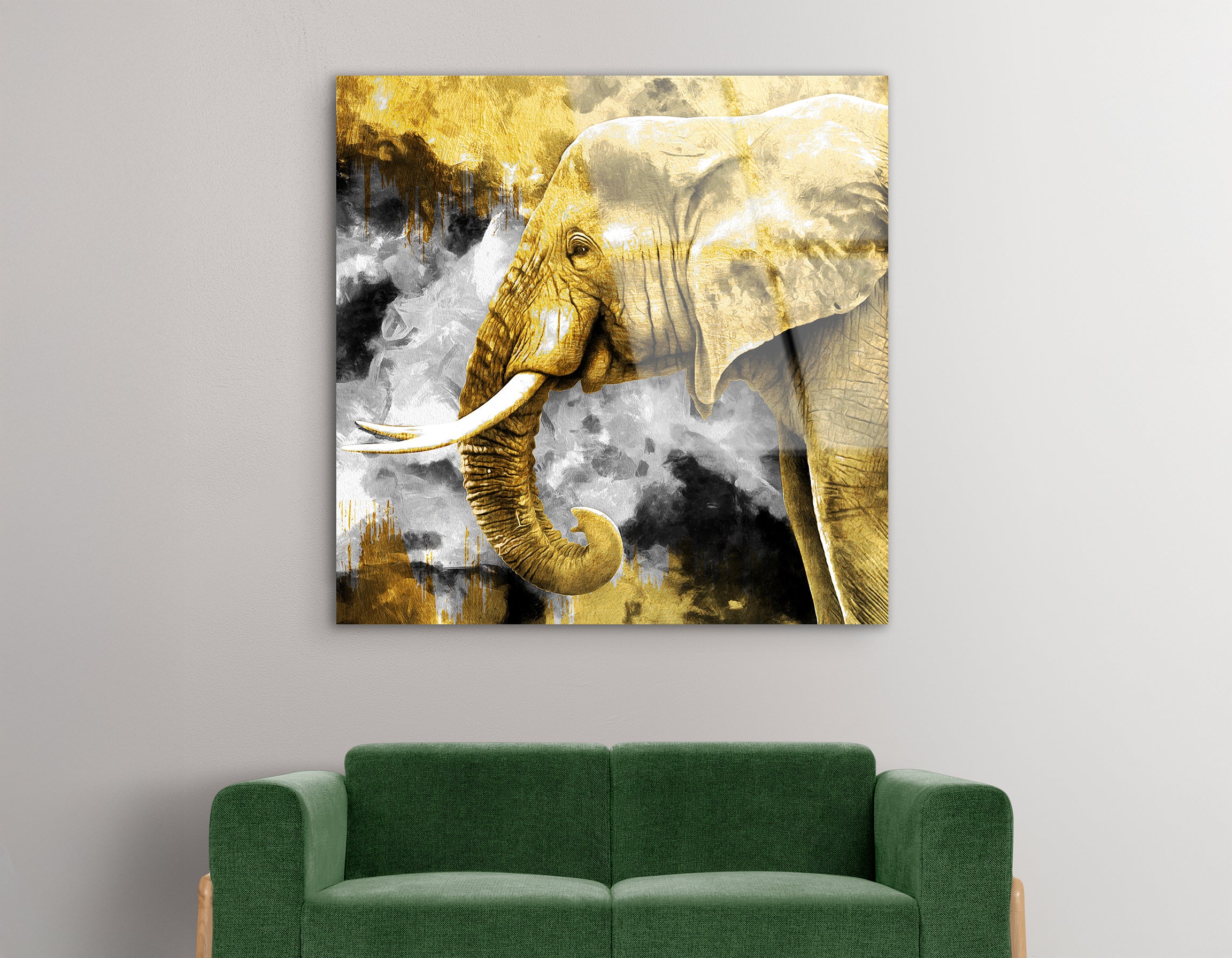 Modern Abstract Elephant Face Painting | Premium HD Metal Wall Art