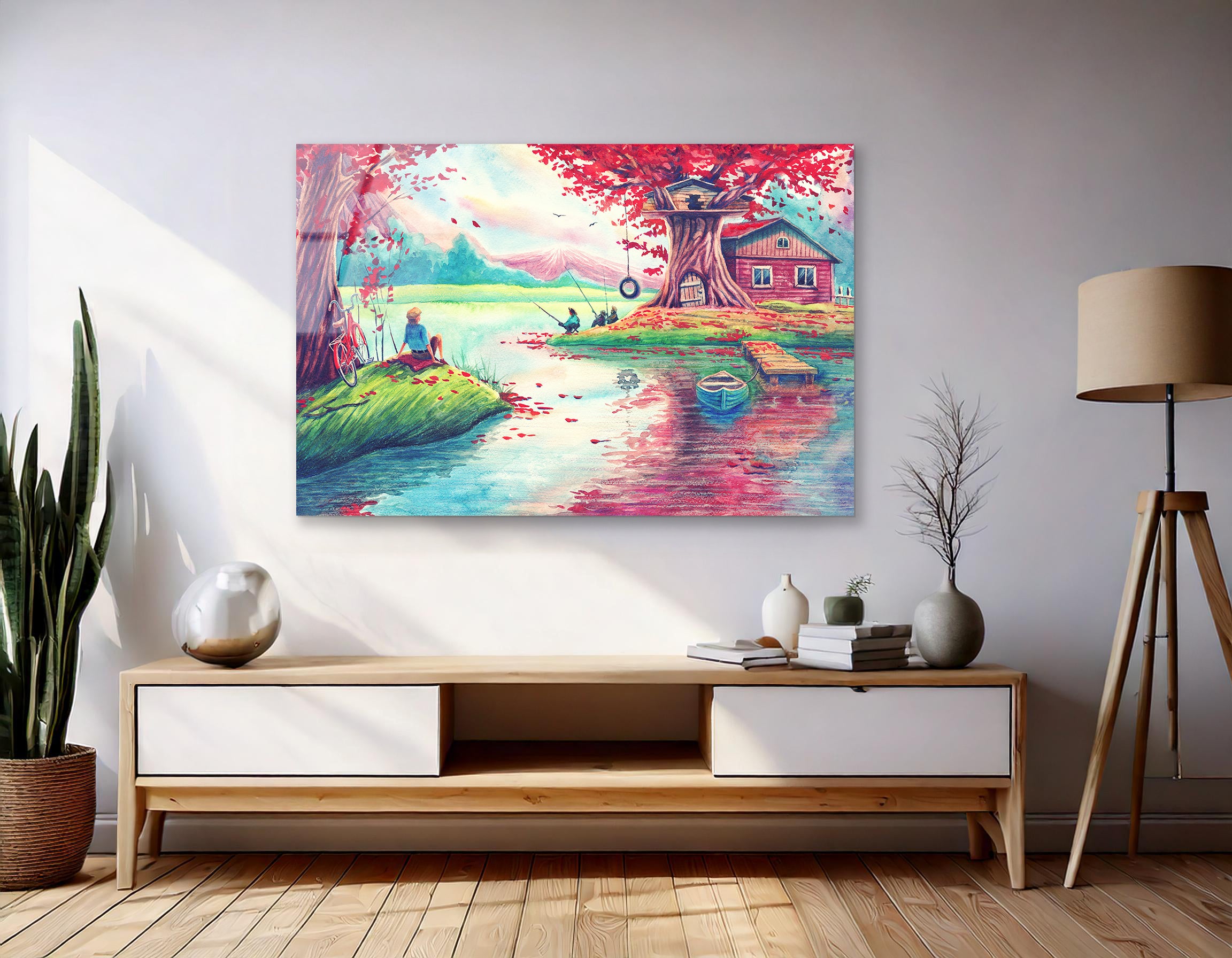 Magic Watercolor Landscape | Premium HD Metal Wall Art - DezignArt