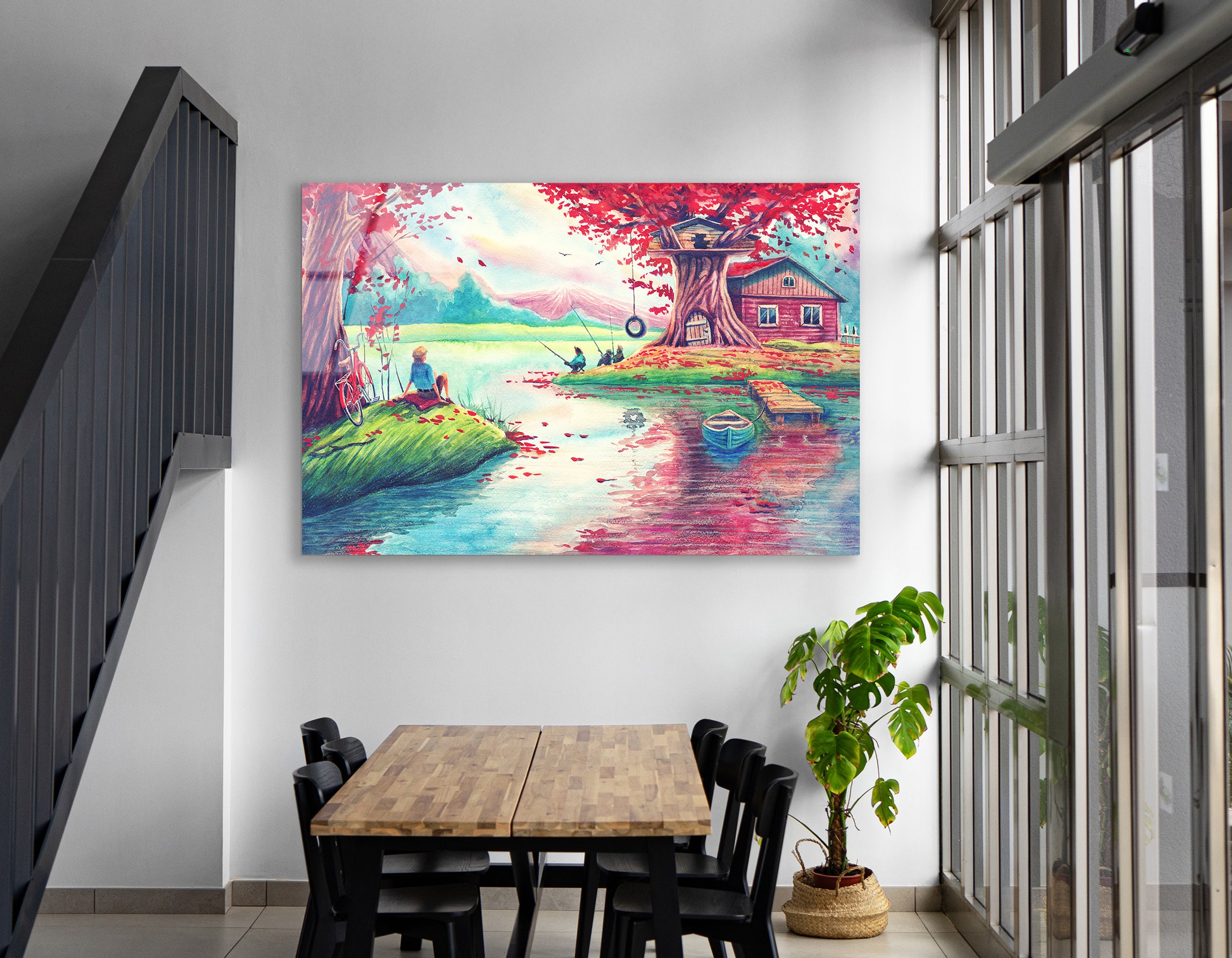 Magic Watercolor Landscape | Premium HD Metal Wall Art - DezignArt