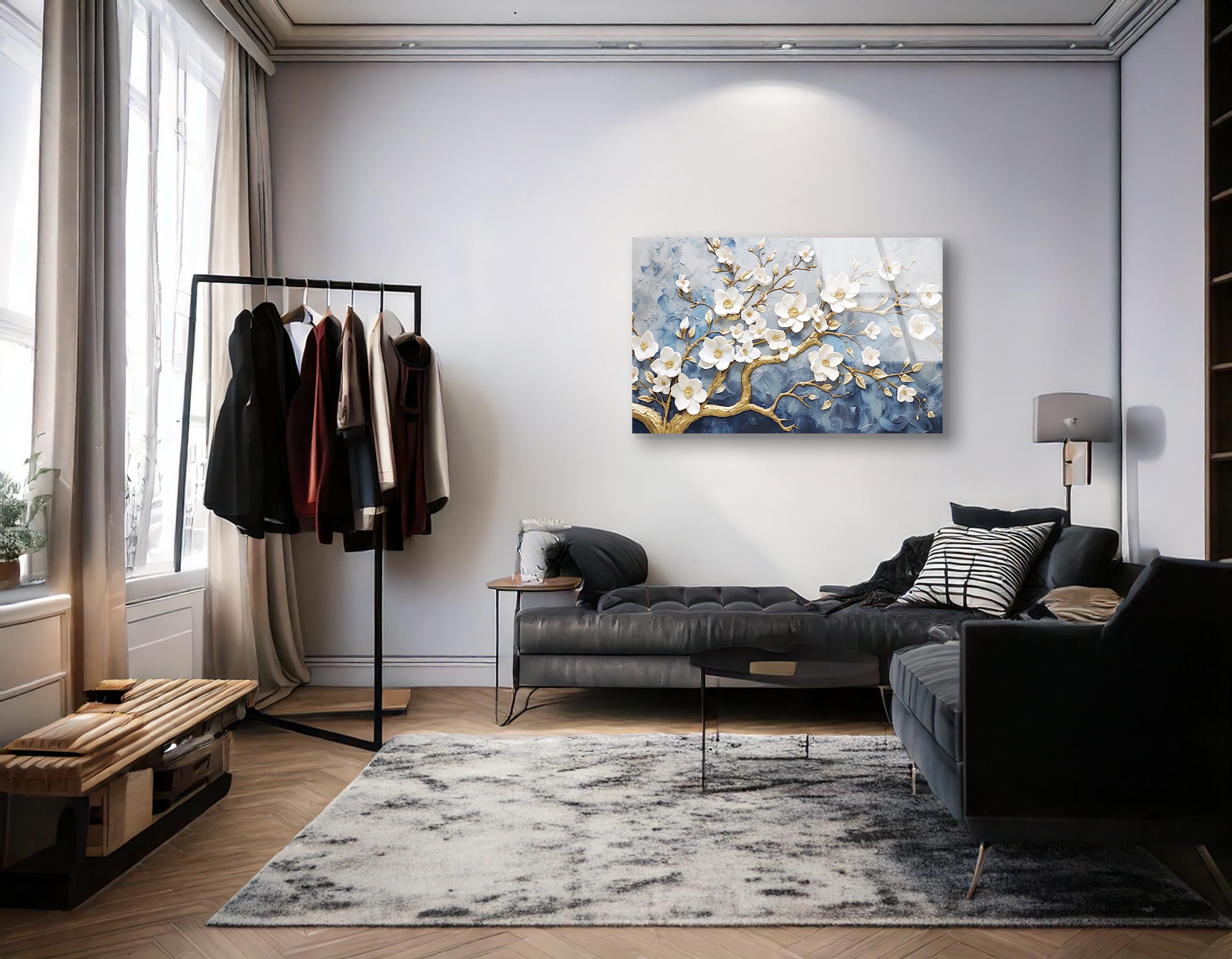 Gold Floral Abstract Art | Premium HD Metal Wall Art - DezignArt