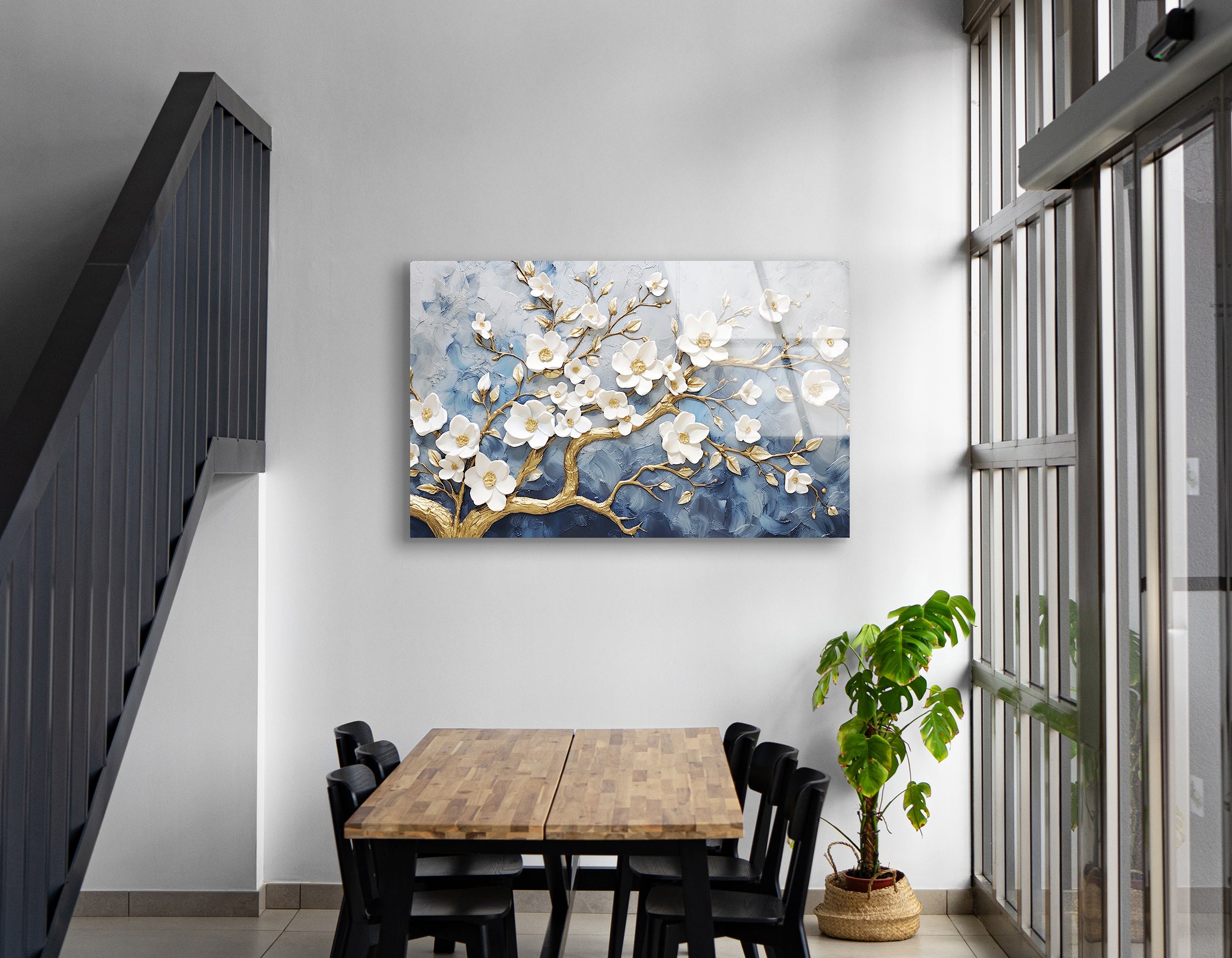 Gold Floral Abstract Art | Premium HD Metal Wall Art - DezignArt