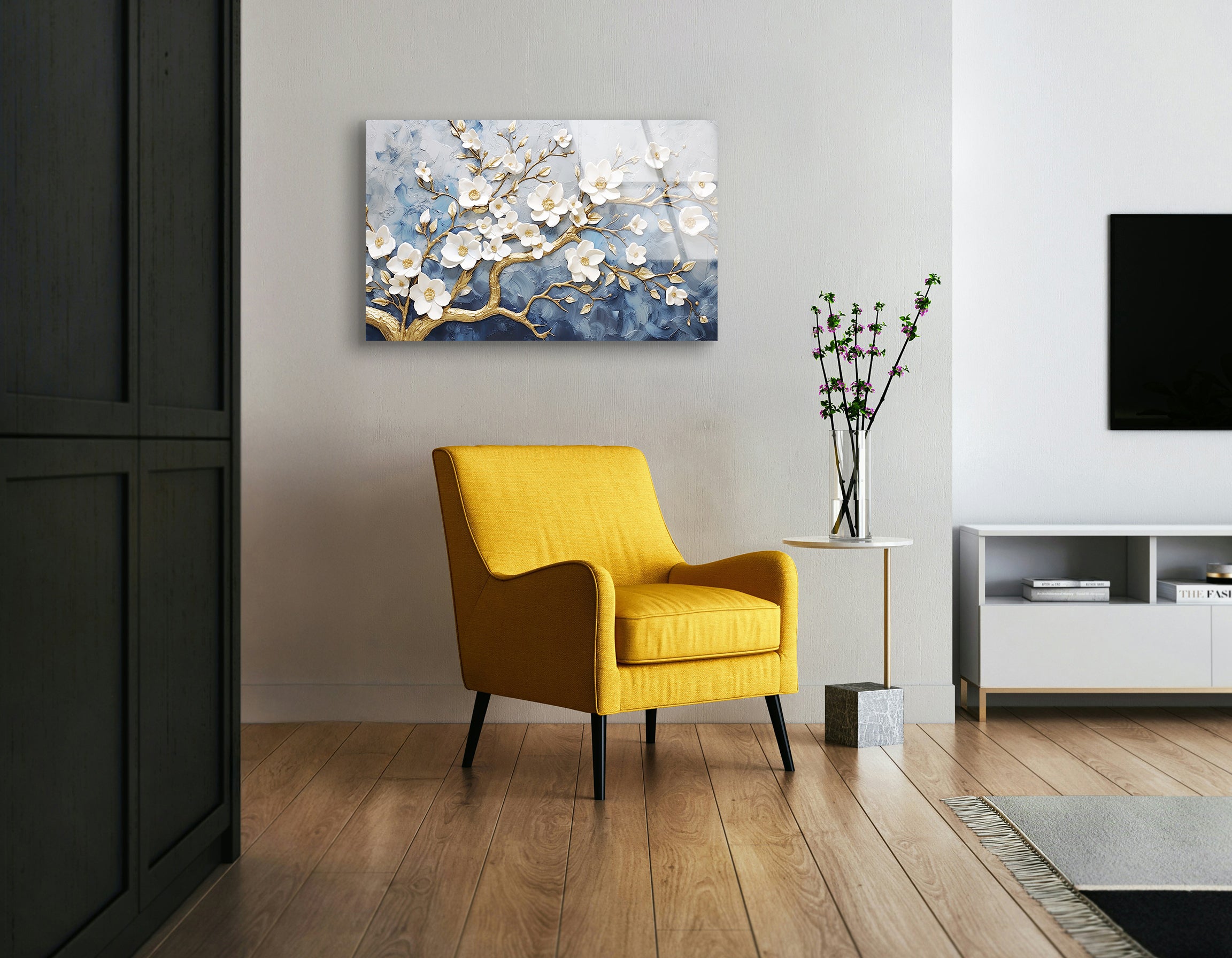Gold Floral Abstract Art | Premium HD Metal Wall Art - DezignArt