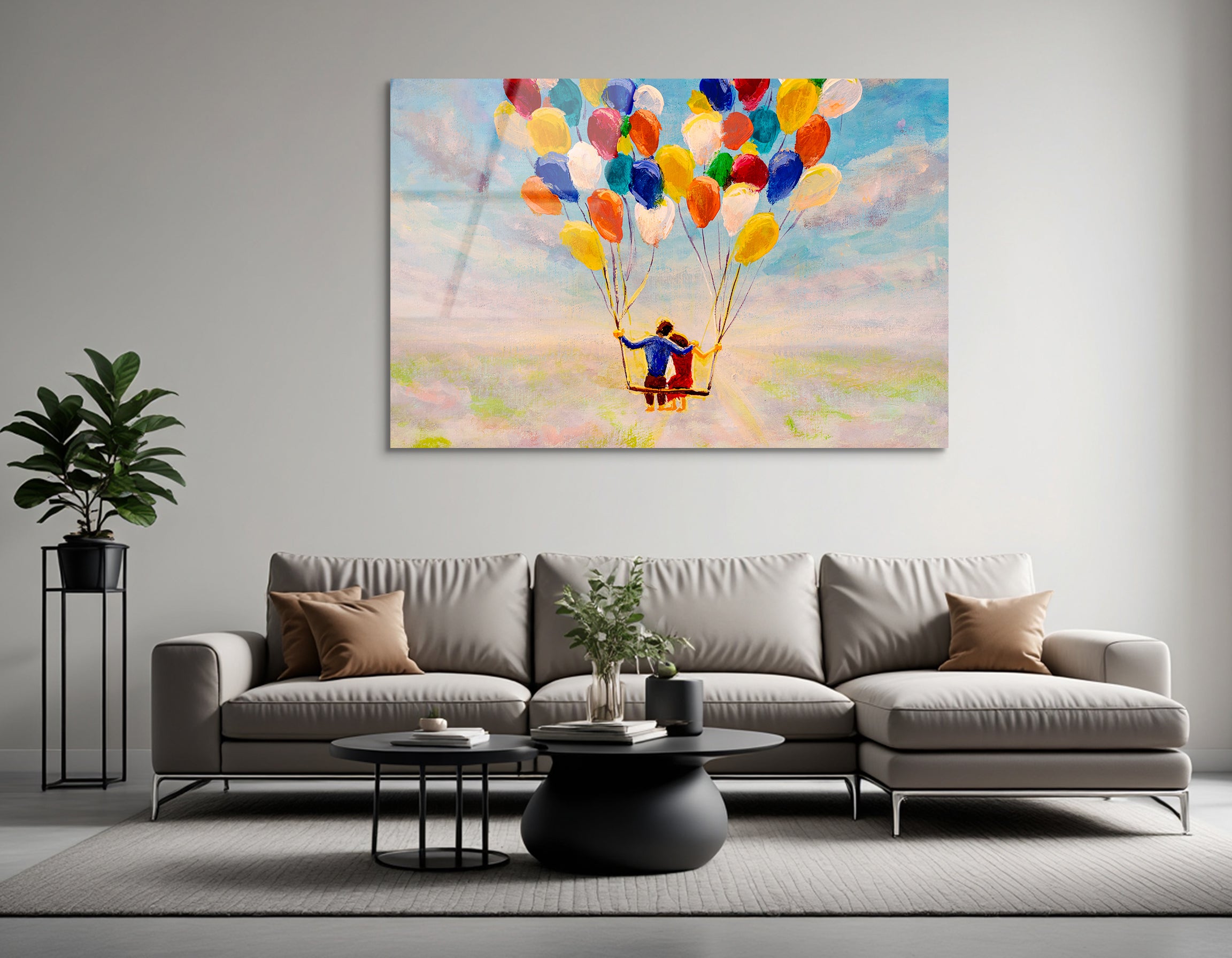 Romantic Air Balloon Ride | Premium HD Metal Wall Art