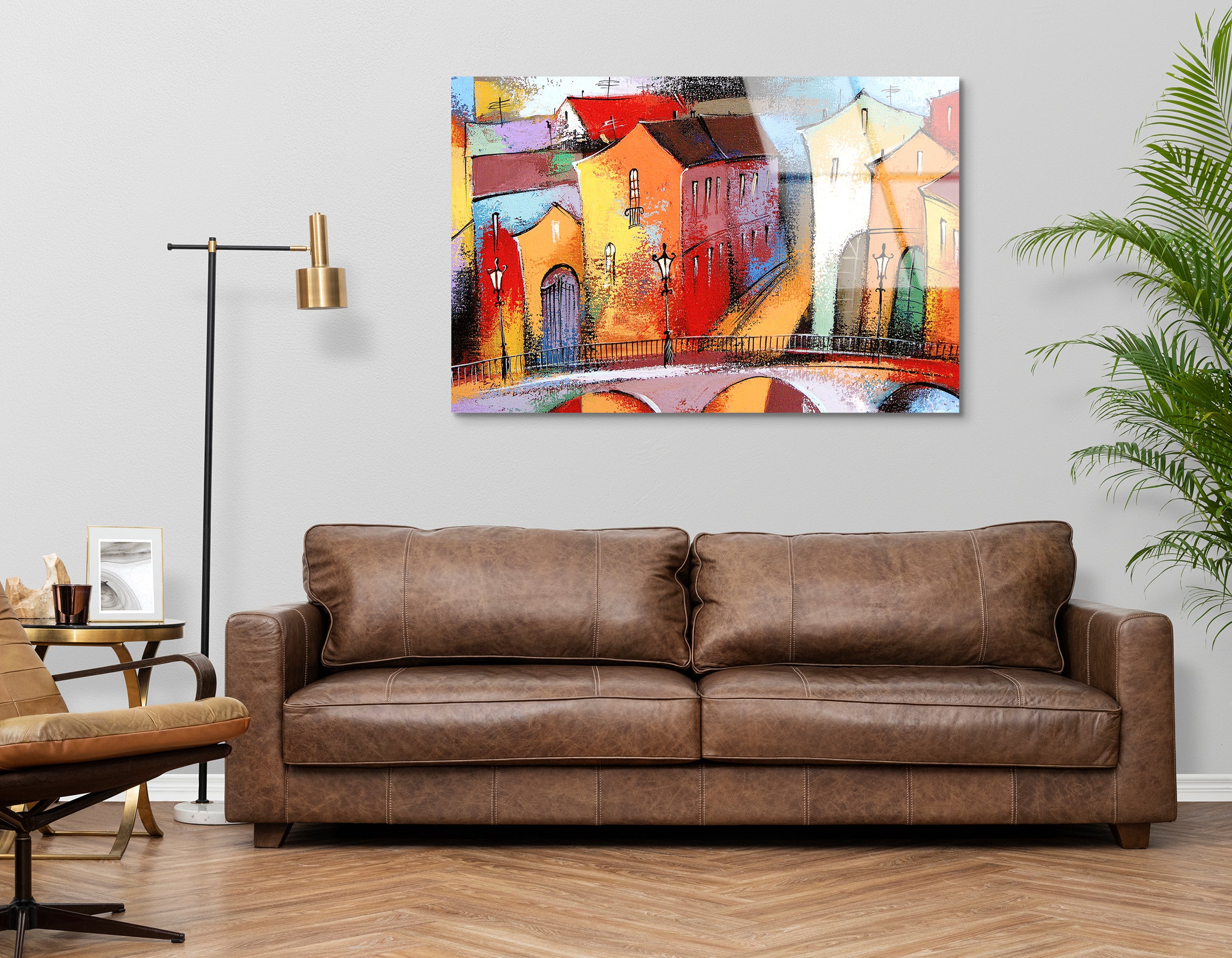 Fairytale Town in Orange Hues | Premium HD Metal Wall Art