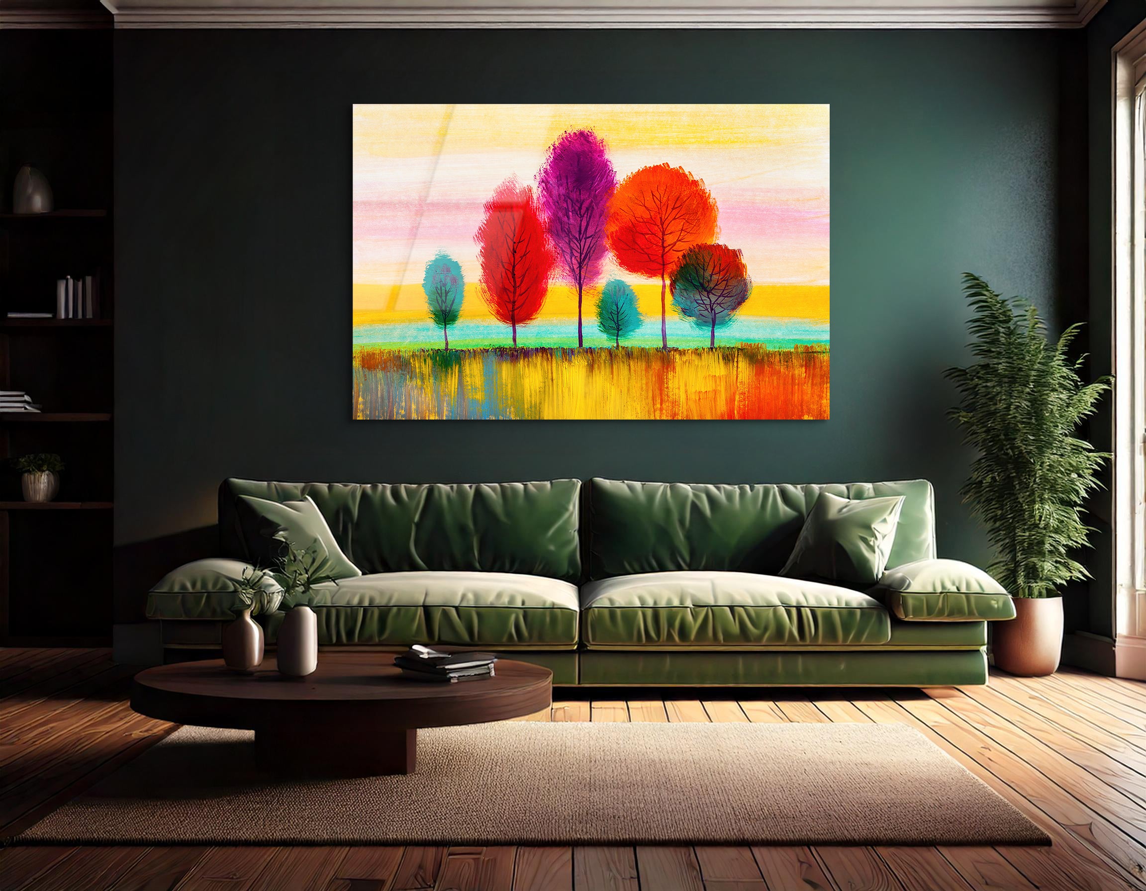 Colorful Trees Landscape | Premium HD Metal Wall Art