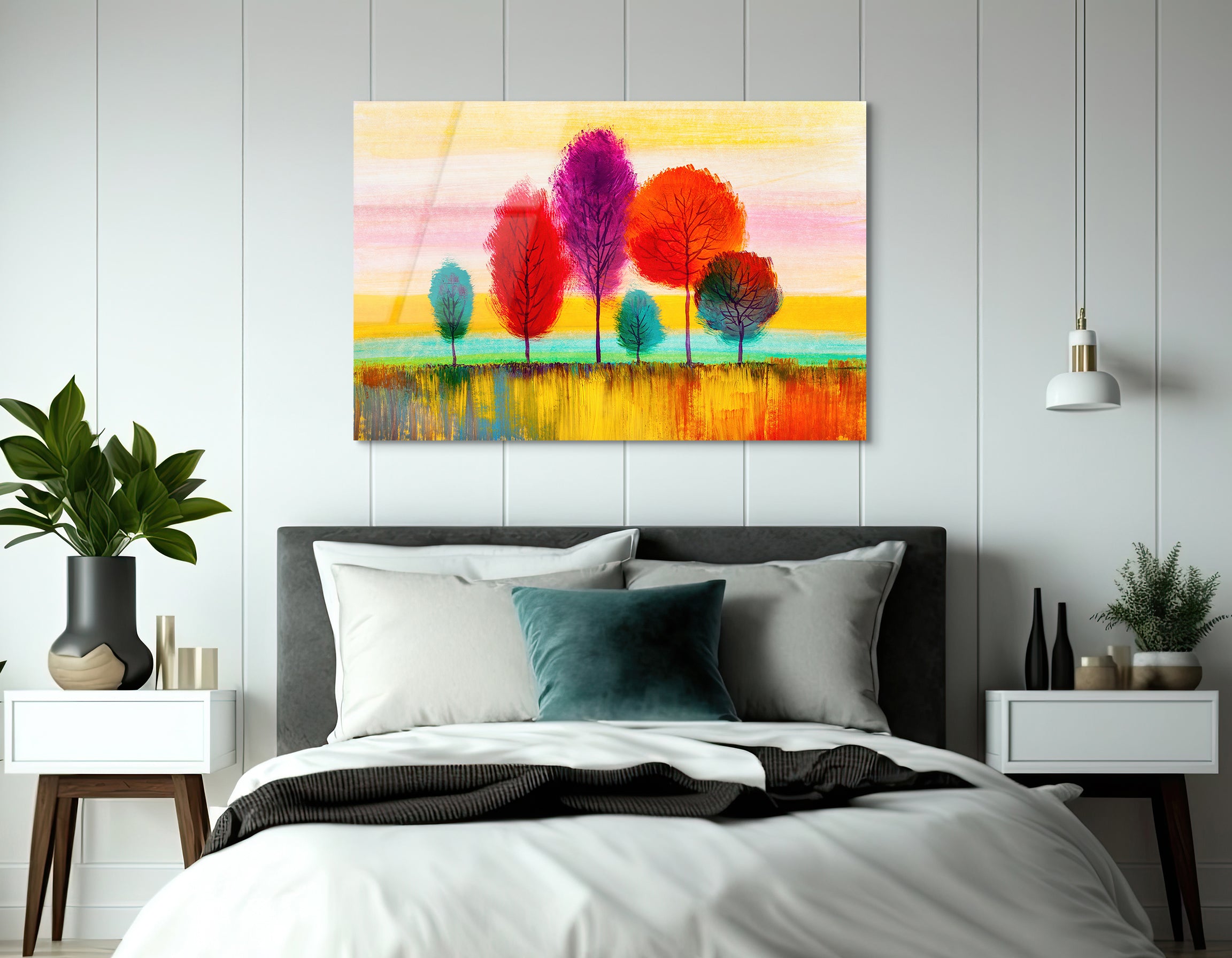 Colorful Trees Landscape | Premium HD Metal Wall Art