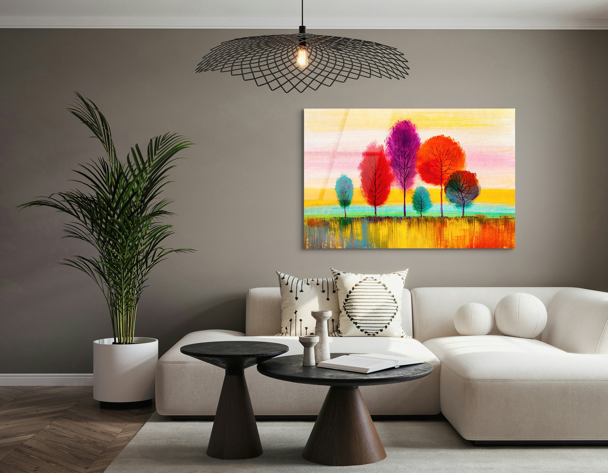 Colorful Trees Landscape | Premium HD Metal Wall Art