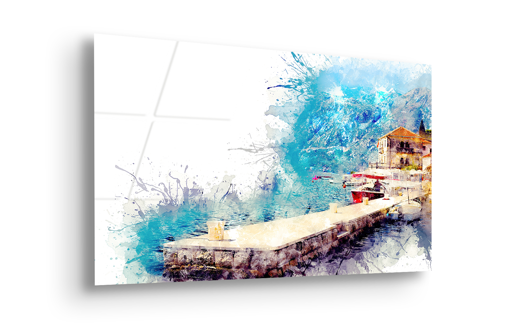 Watercolor Cozy Town of Perast Montenegro | Premium HD Metal Wall Art