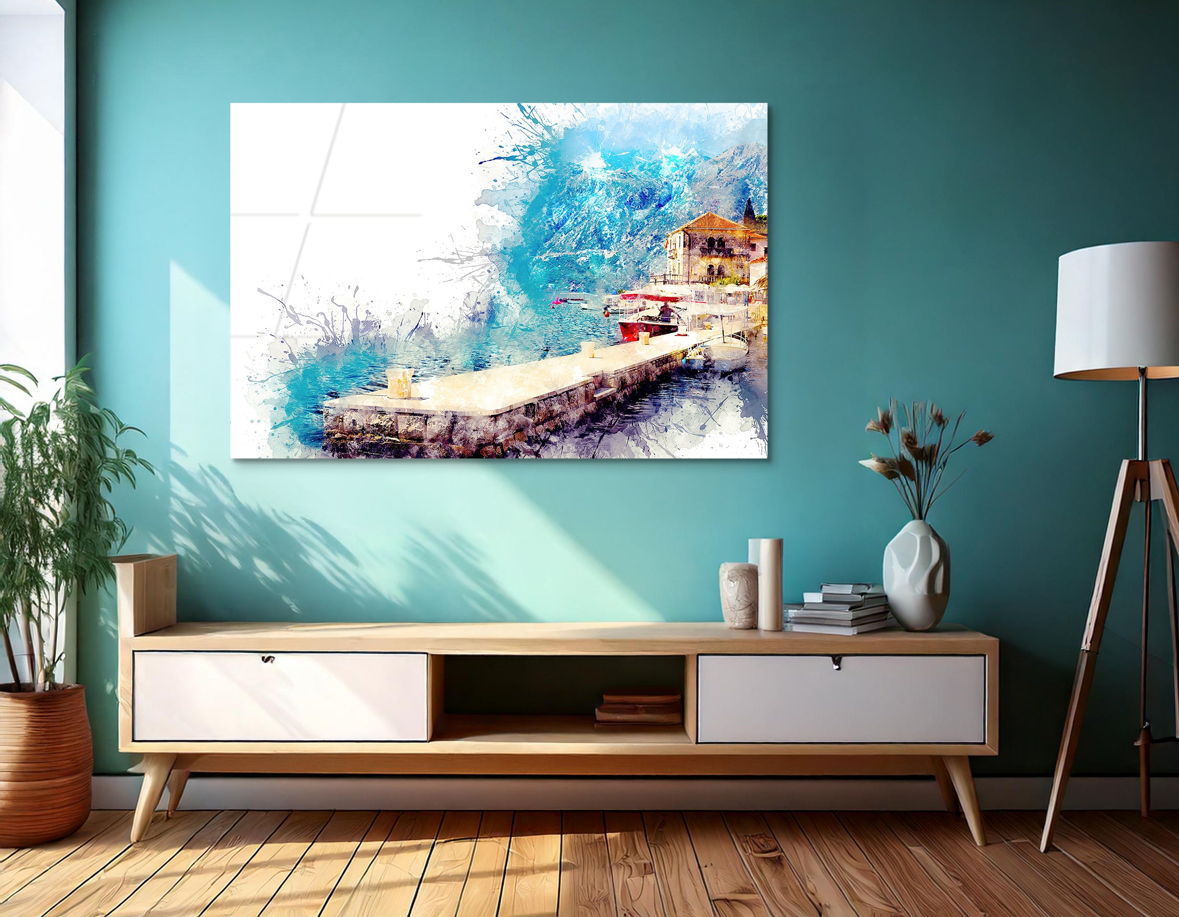 Watercolor Cozy Town of Perast Montenegro | Premium HD Metal Wall Art