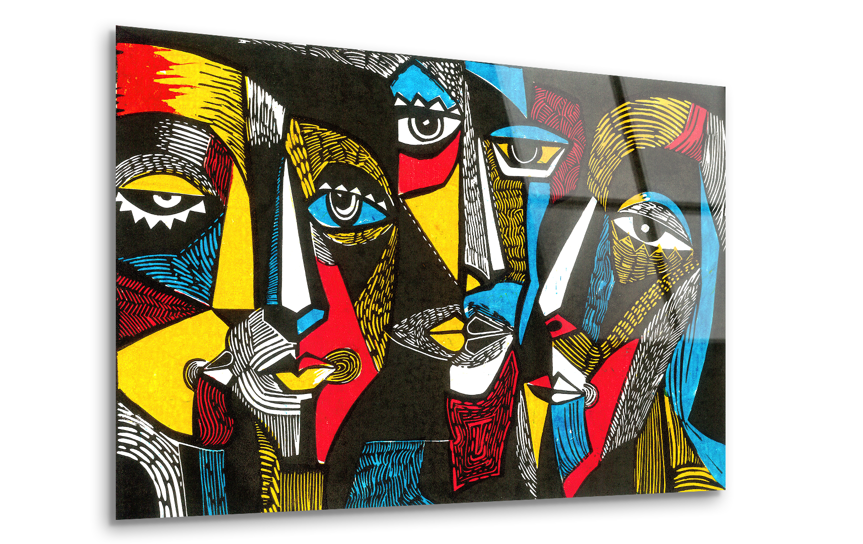 Modern Linocut Face Art Drawing | Premium HD Metal Wall Art - DezignArt