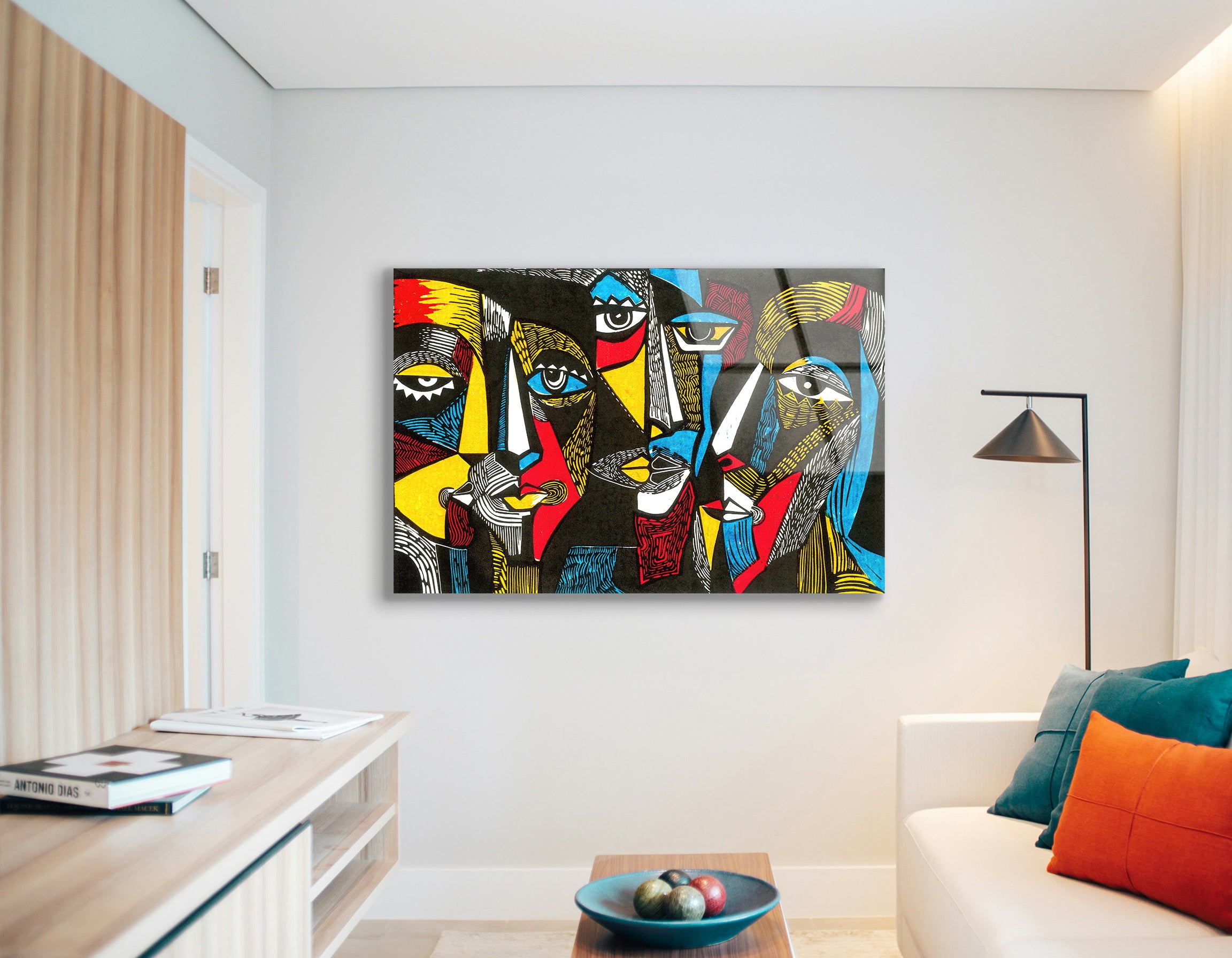 Modern Linocut Face Art Drawing | Premium HD Metal Wall Art - DezignArt